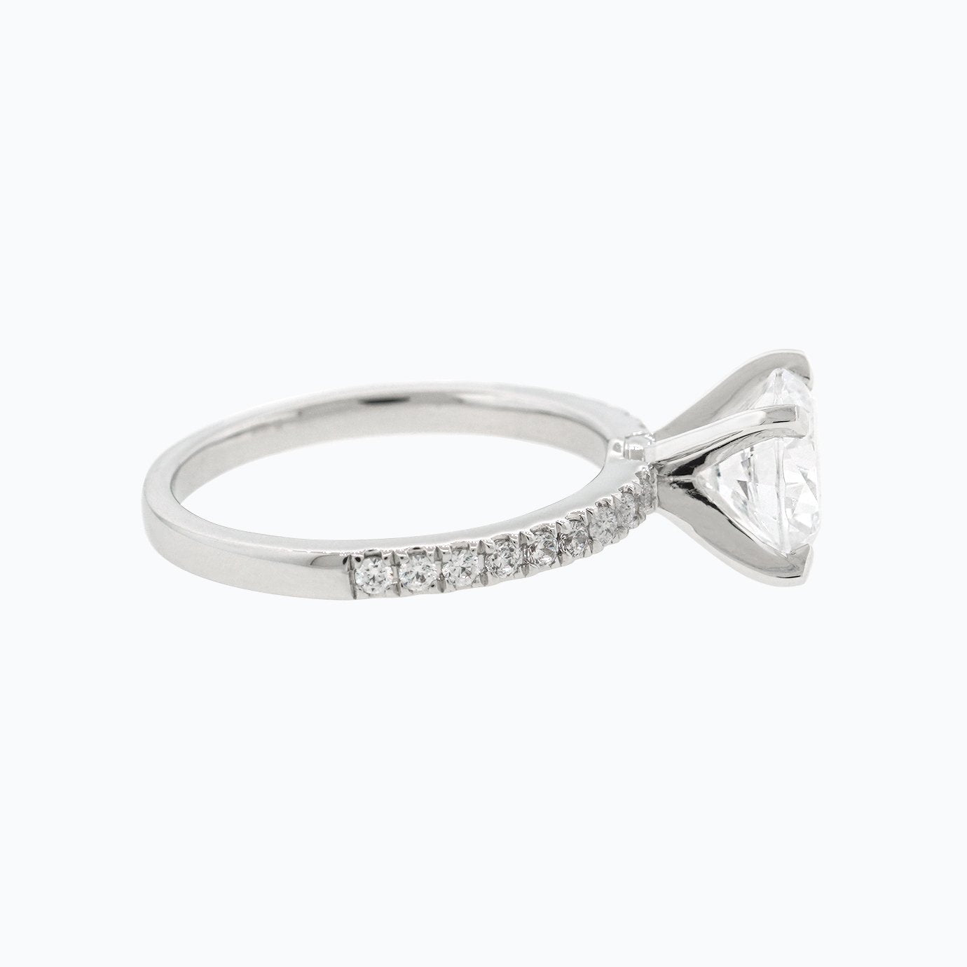 1.50 CT Round Shaped Moissanite Solitaire Pave Setting Engagement Ring
