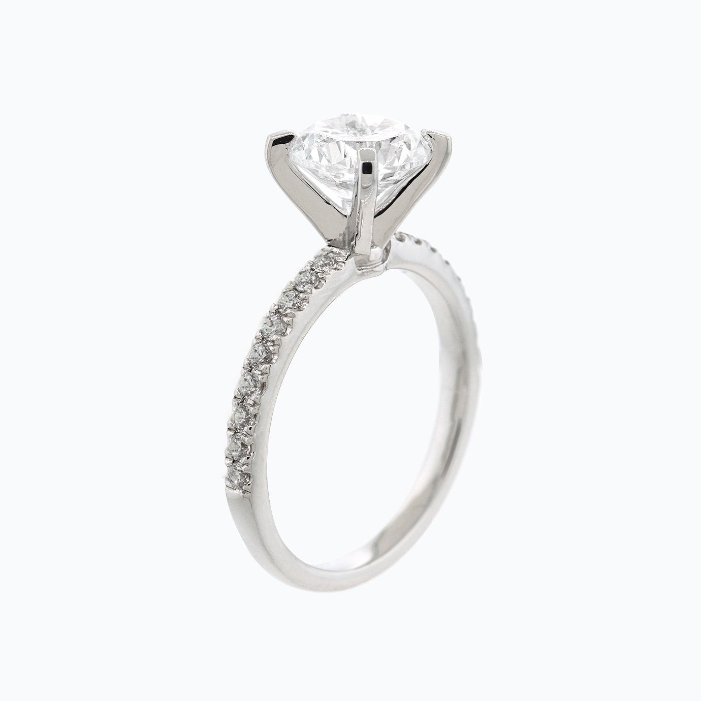 1.50 CT Round Shaped Moissanite Solitaire Pave Setting Engagement Ring