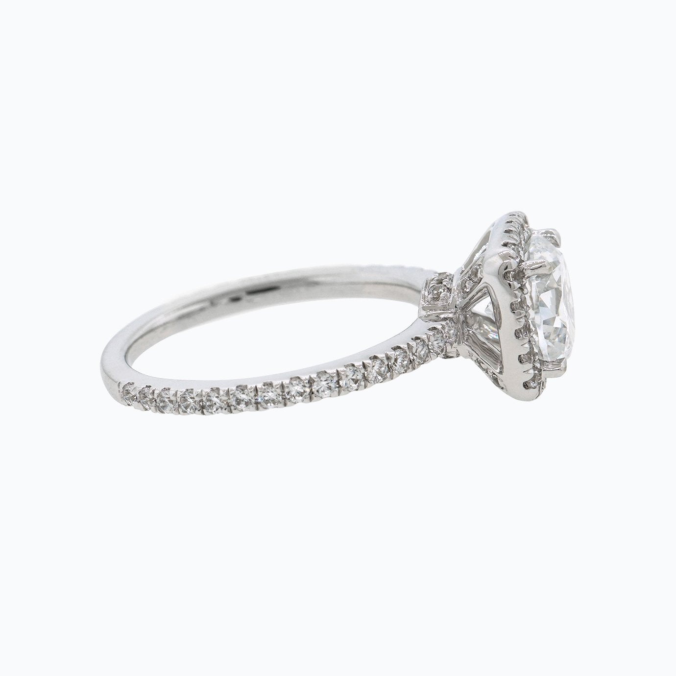 1.50 CT Round Shaped Moissanite Halo Engagement Ring