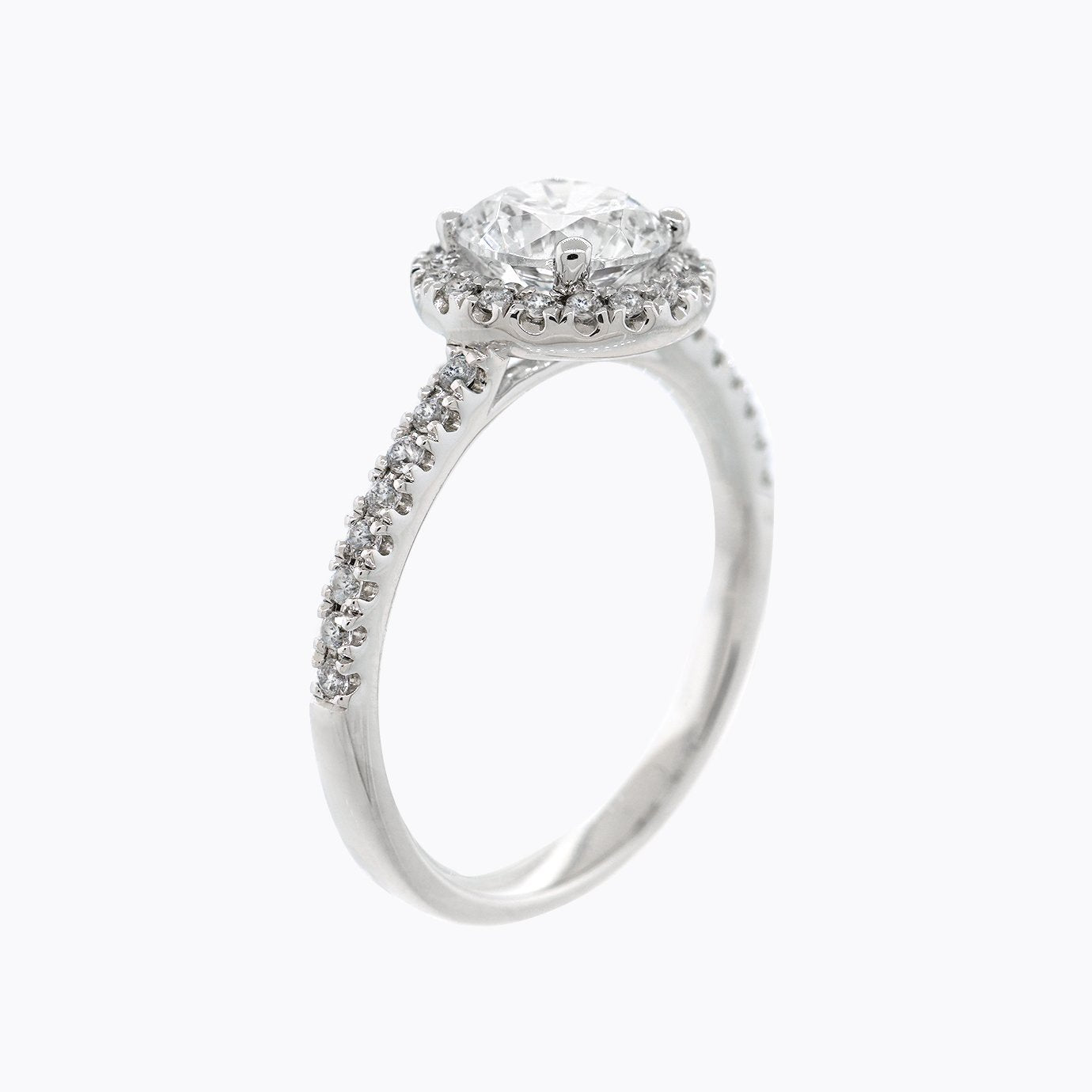 1.0 CT Round Shaped Moissanite Halo Engagement Ring