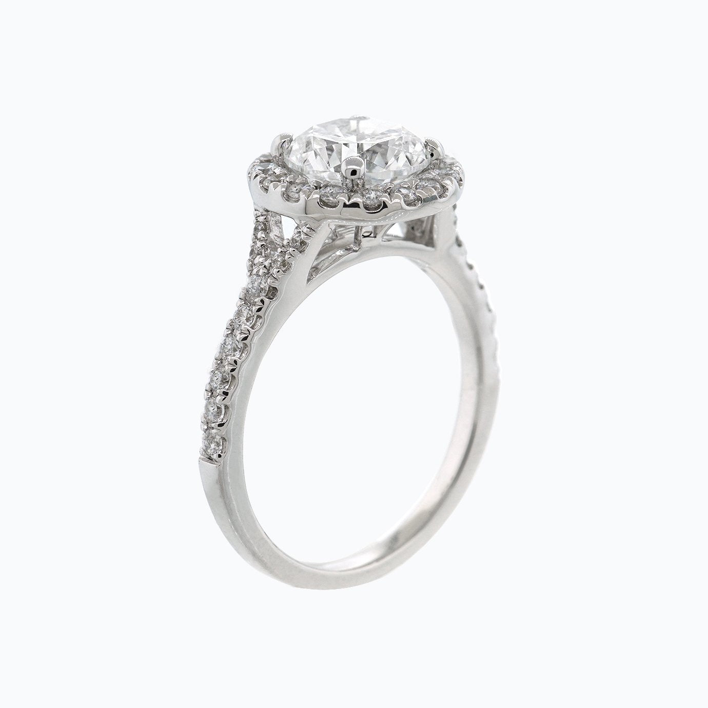 1.50 CT Round Shaped Moissanite Halo Engagement Ring