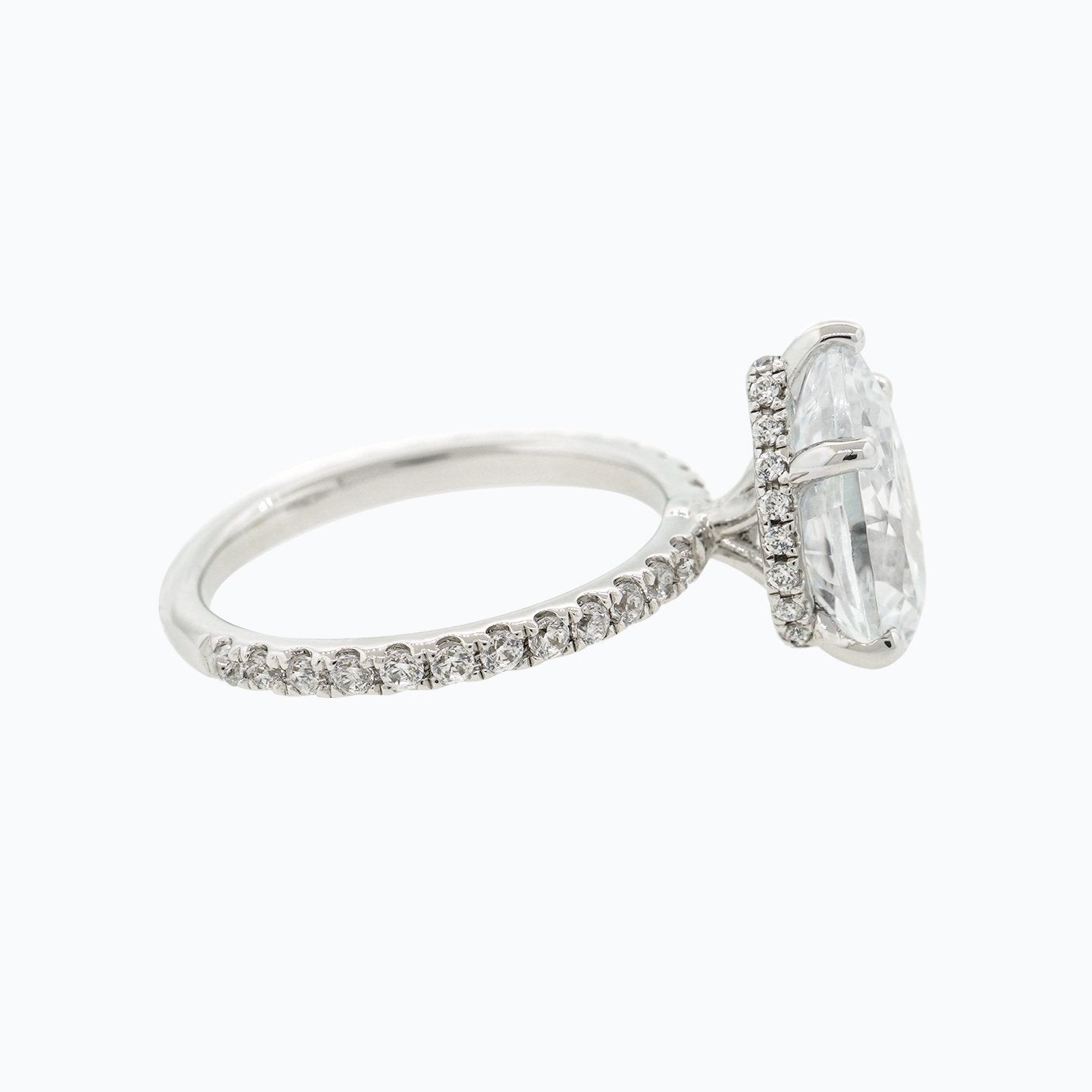 3.0 CT Pear Shaped Moissanite Hidden Halo Engagement Ring