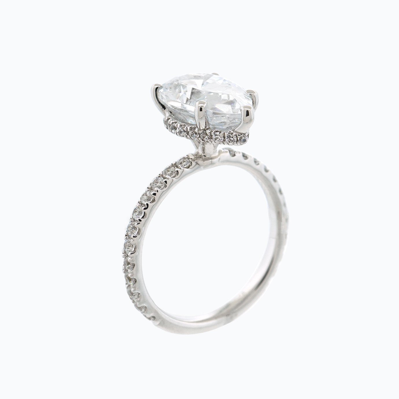 3.0 CT Pear Shaped Moissanite Hidden Halo Engagement Ring