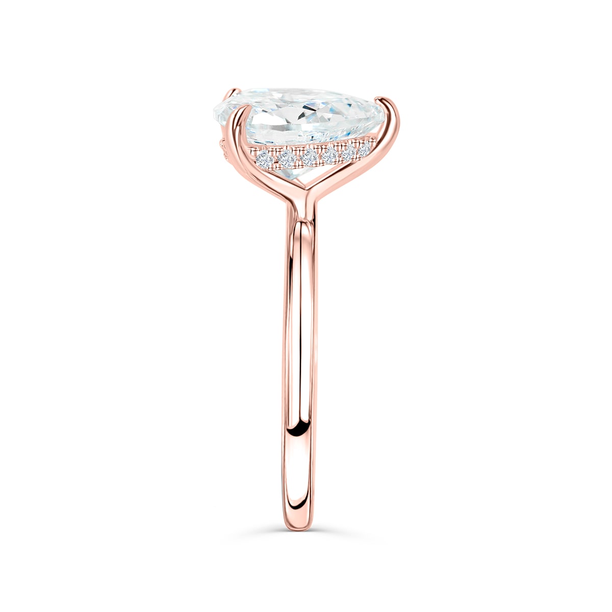 1.33 CT Pear Solitaire Moissanite Engagement Ring With Hidden Halo Setting