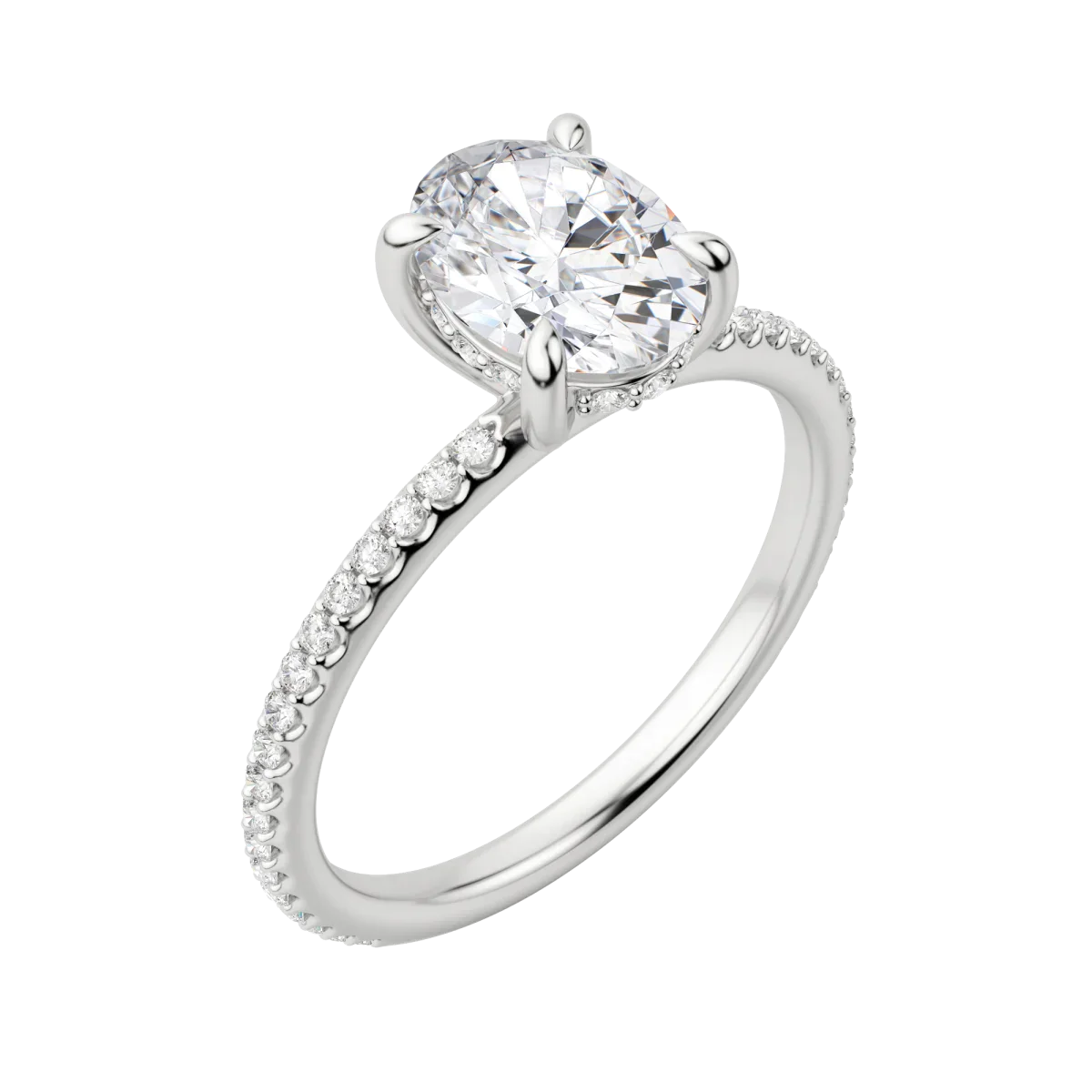 1.91 CT Oval Solitaire Moissanite Engagement Ring With Pave Setting