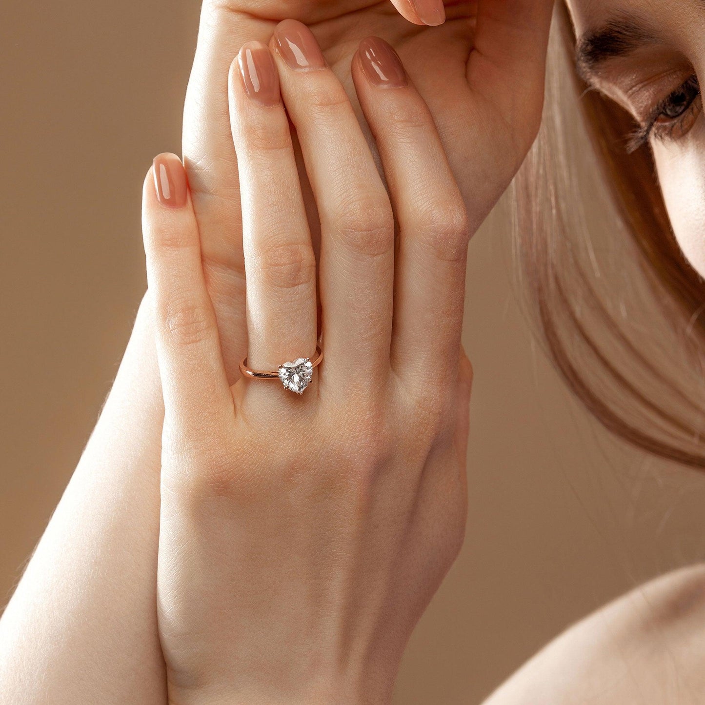 2.0 CT Heart Cut Solitaire Moissanite Engagement Ring