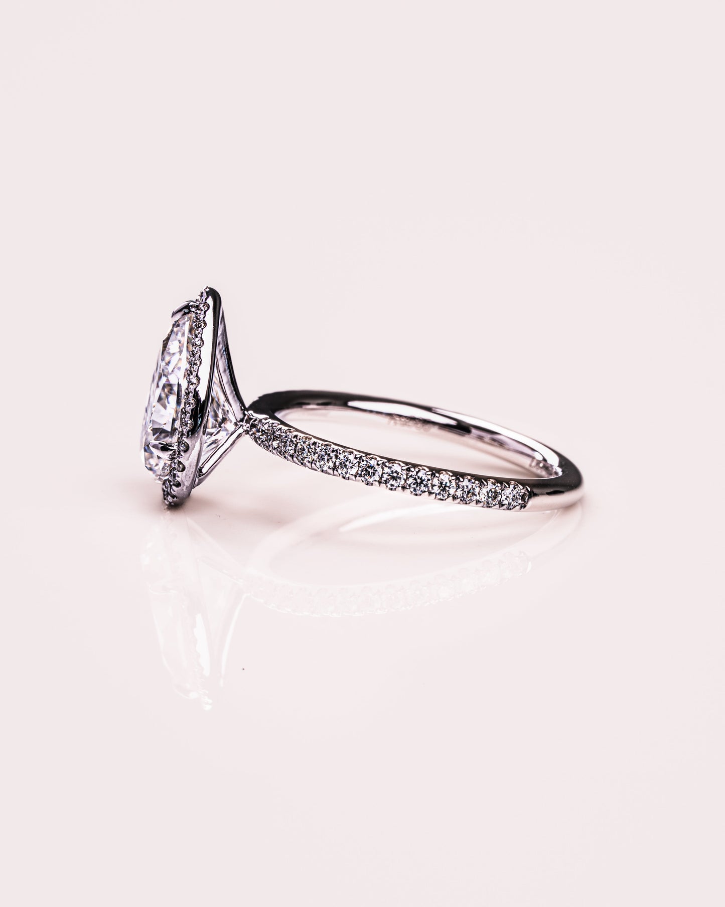 1.93 CT Pear Halo Pave Moissanite Engagement Ring