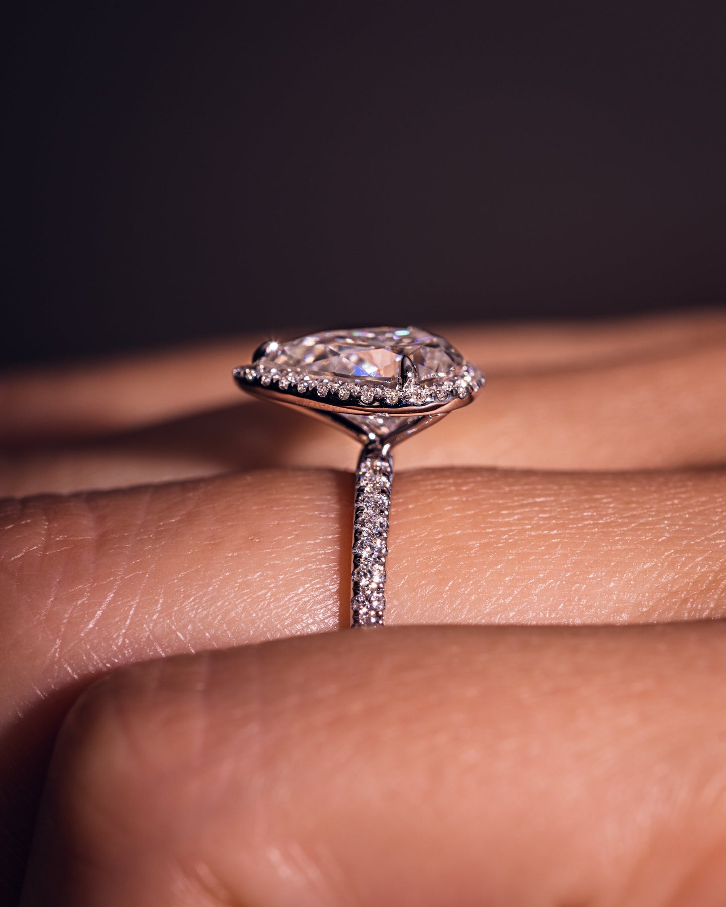 1.93 CT Pear Halo Pave Moissanite Engagement Ring
