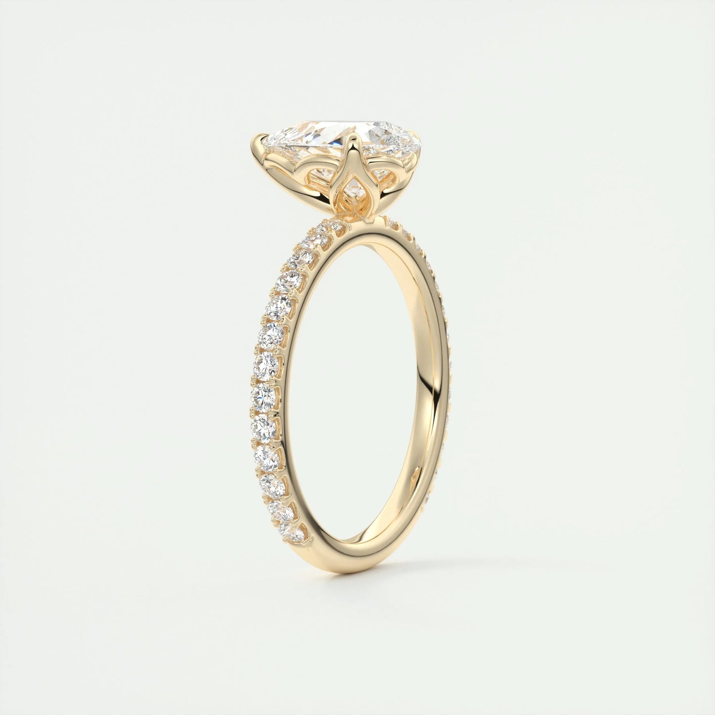 1.93 CT Pear Solitaire Pave Moissanite Engagement Ring