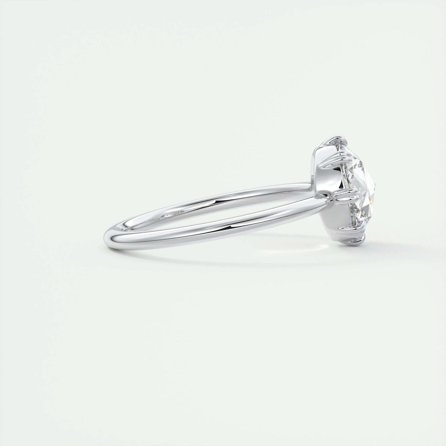 1.47 CT Round Rose Cut Solitaire Double Prong Moissanite Engagement Ring