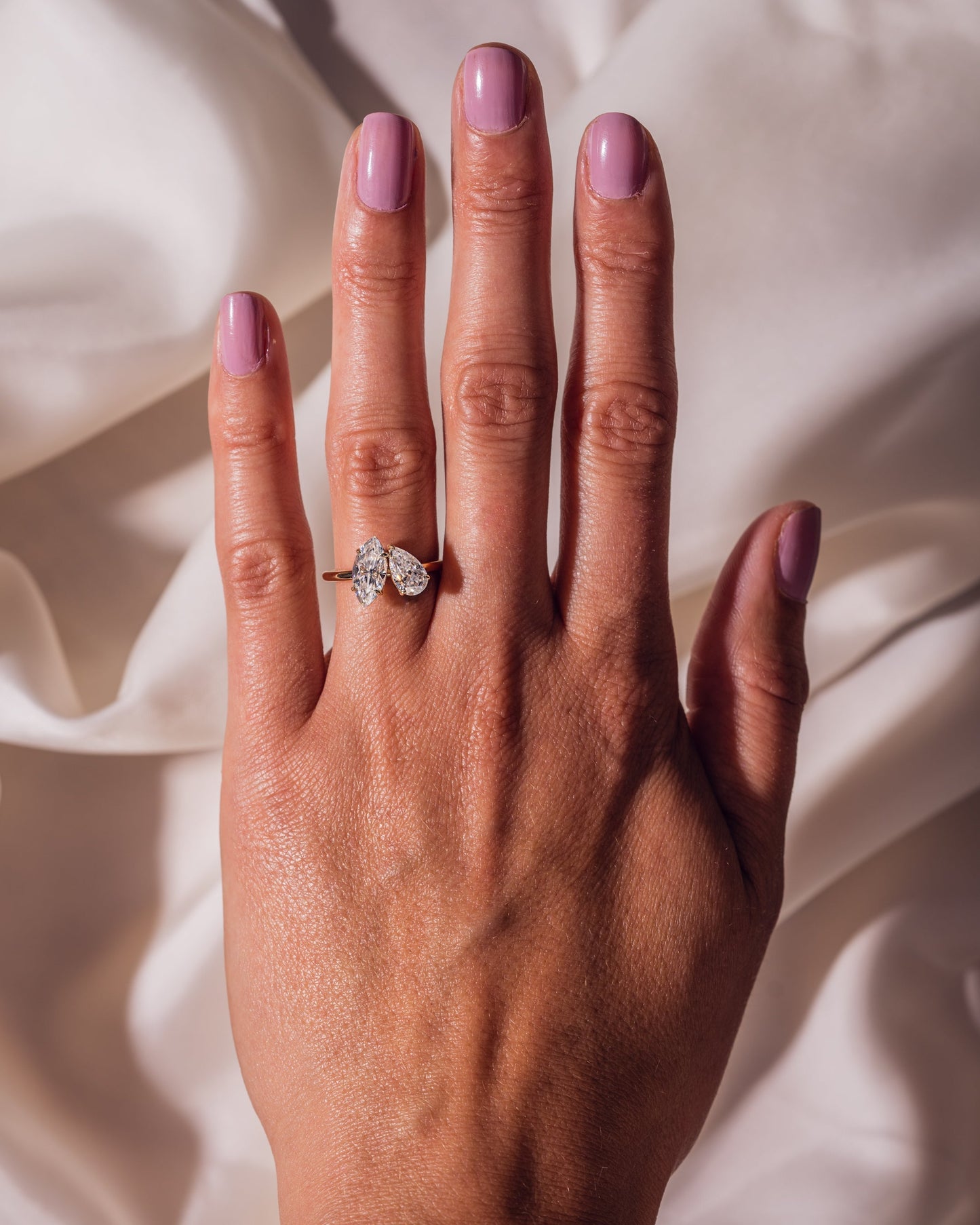 2.50 CT Marquise & Pear Cut Two Stone Moissanite Engagement Ring