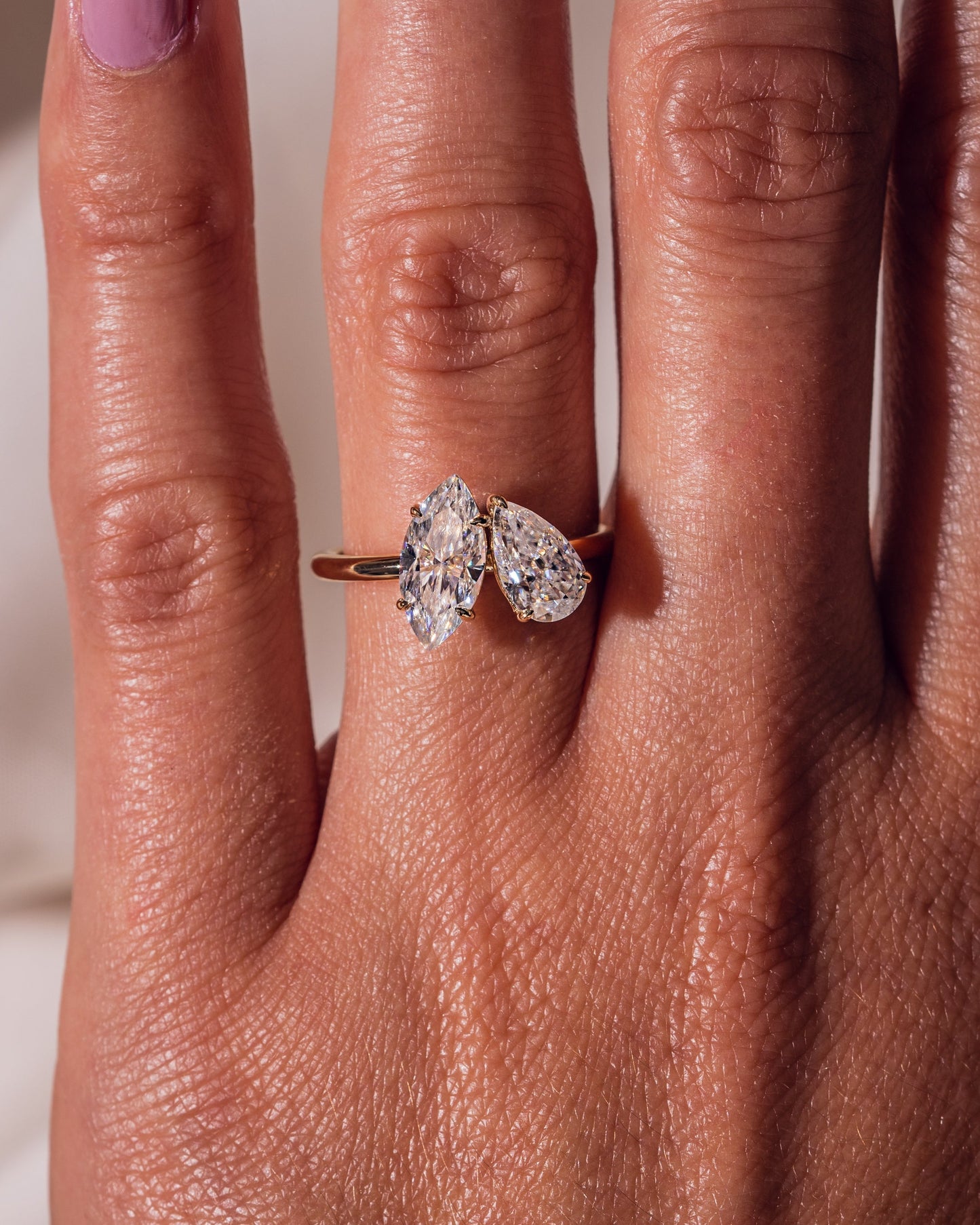 2.50 CT Marquise & Pear Cut Two Stone Moissanite Engagement Ring
