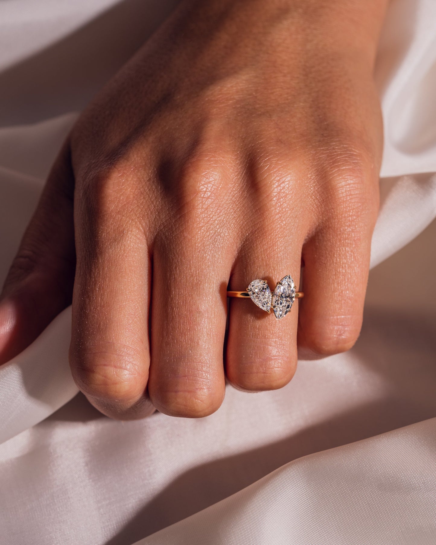 2.50 CT Marquise & Pear Cut Two Stone Moissanite Engagement Ring