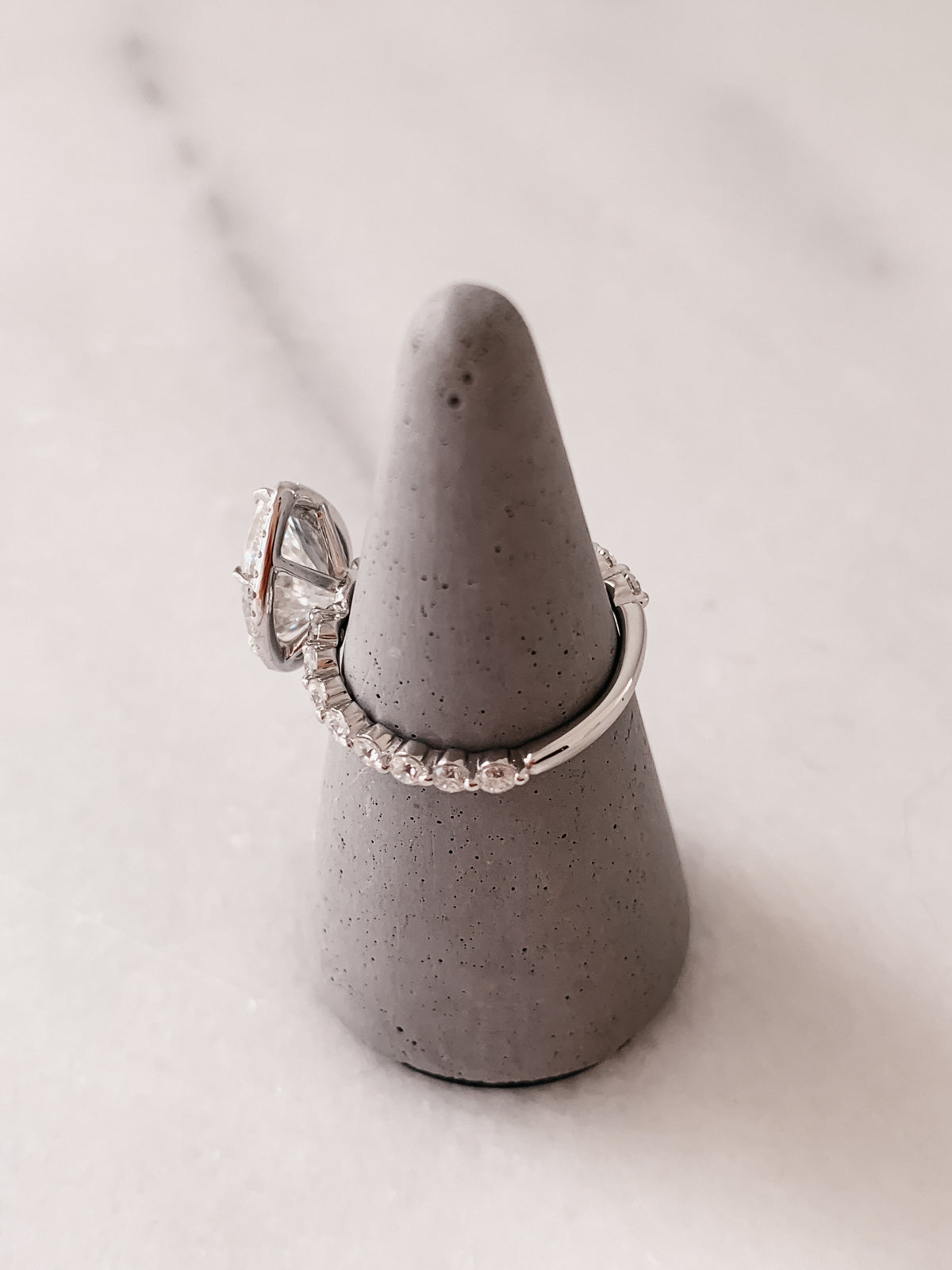 1.93 CT Pear Cut Halo Moissanite Engagement Ring With Pave Setting