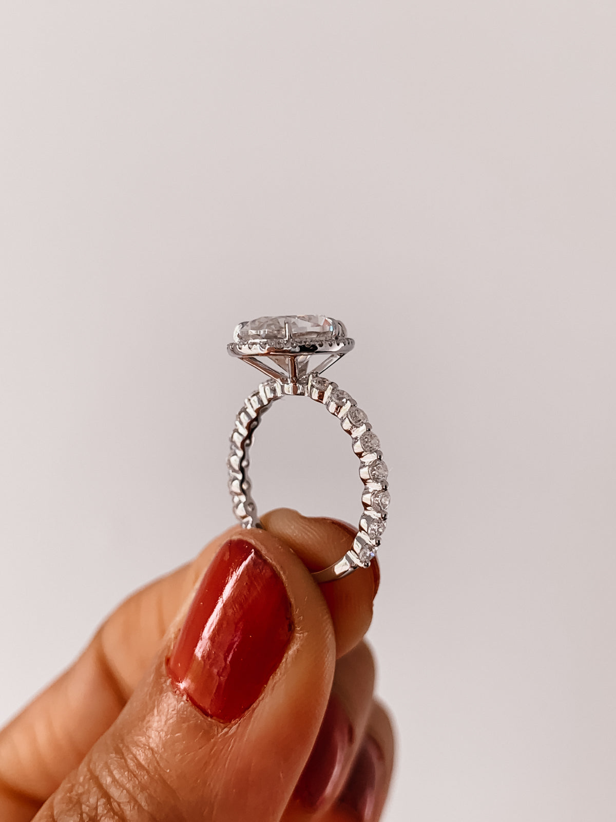 1.93 CT Pear Cut Halo Moissanite Engagement Ring With Pave Setting