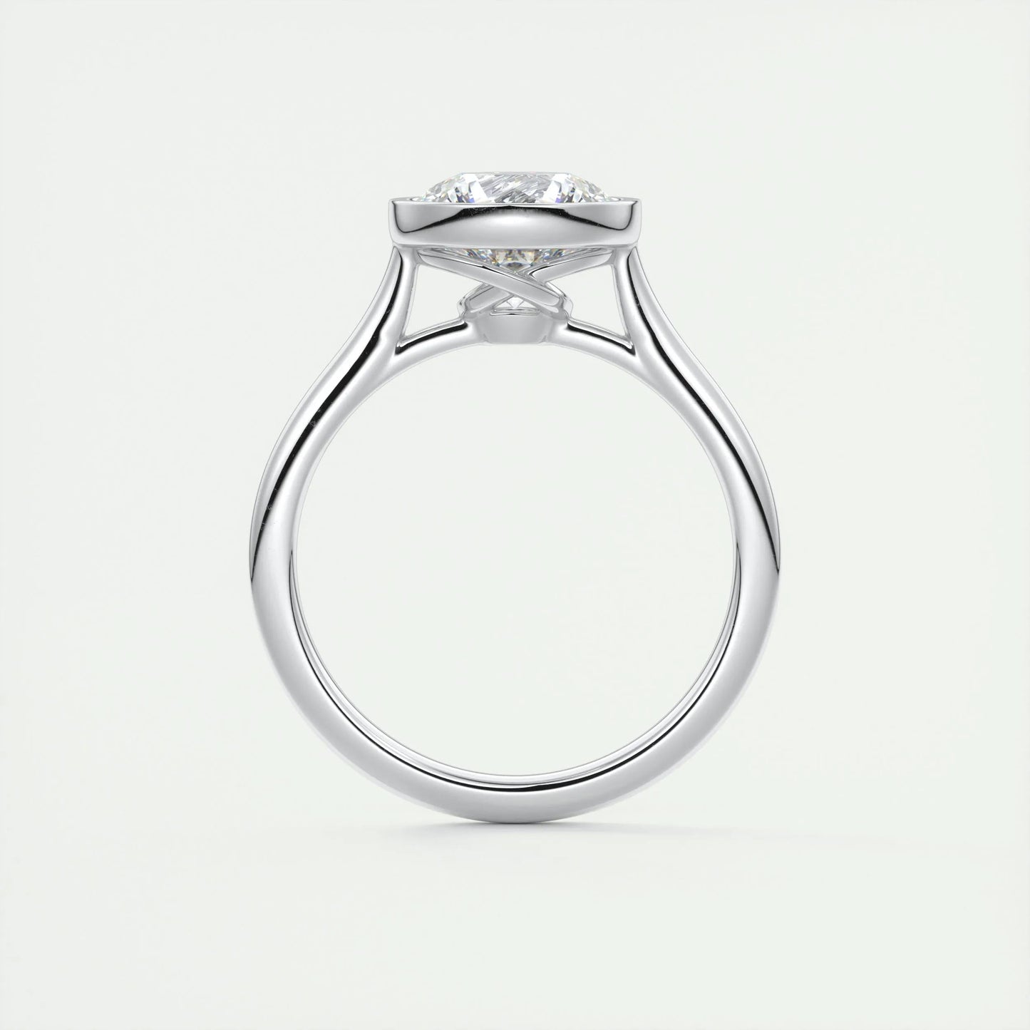 2.0 CT Round Bezel Solitaire Moissanite Engagement Ring