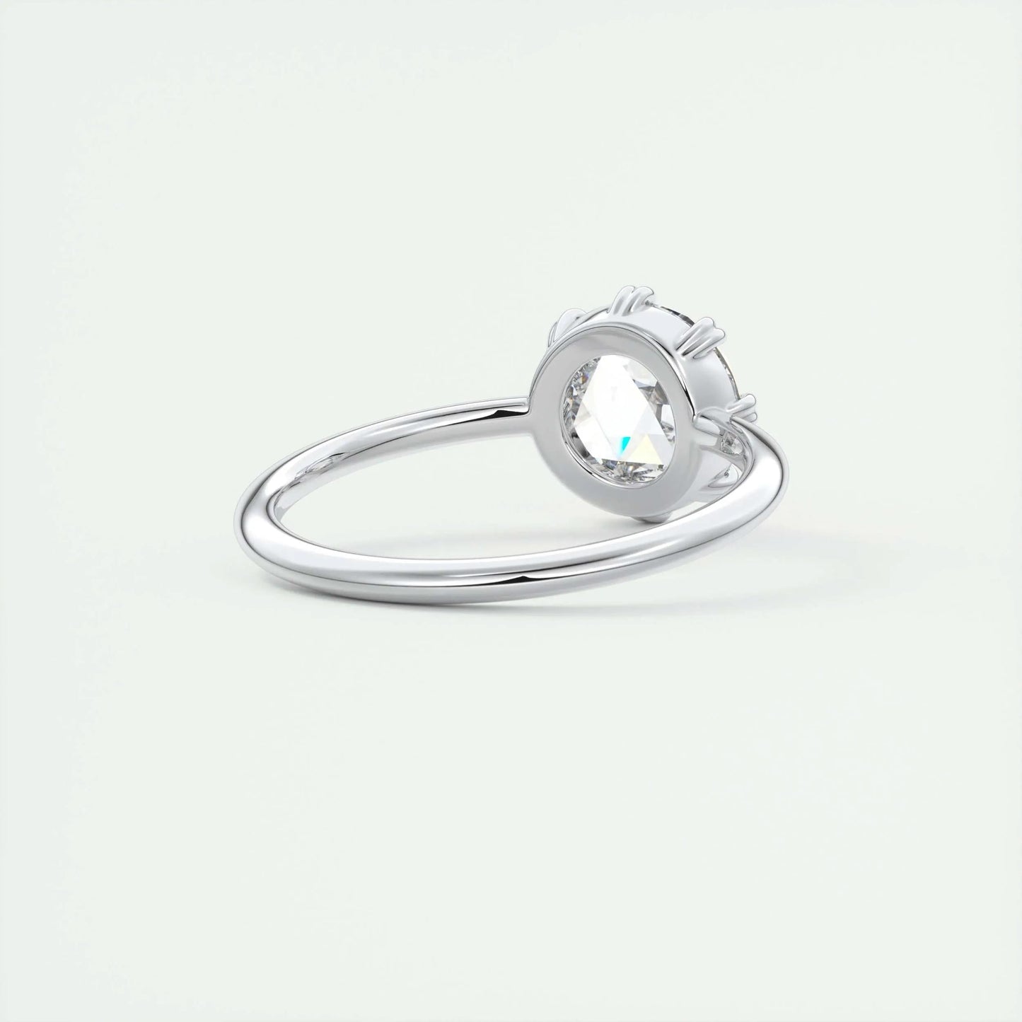 1.47 CT Round Rose Cut Solitaire Double Prong Moissanite Engagement Ring