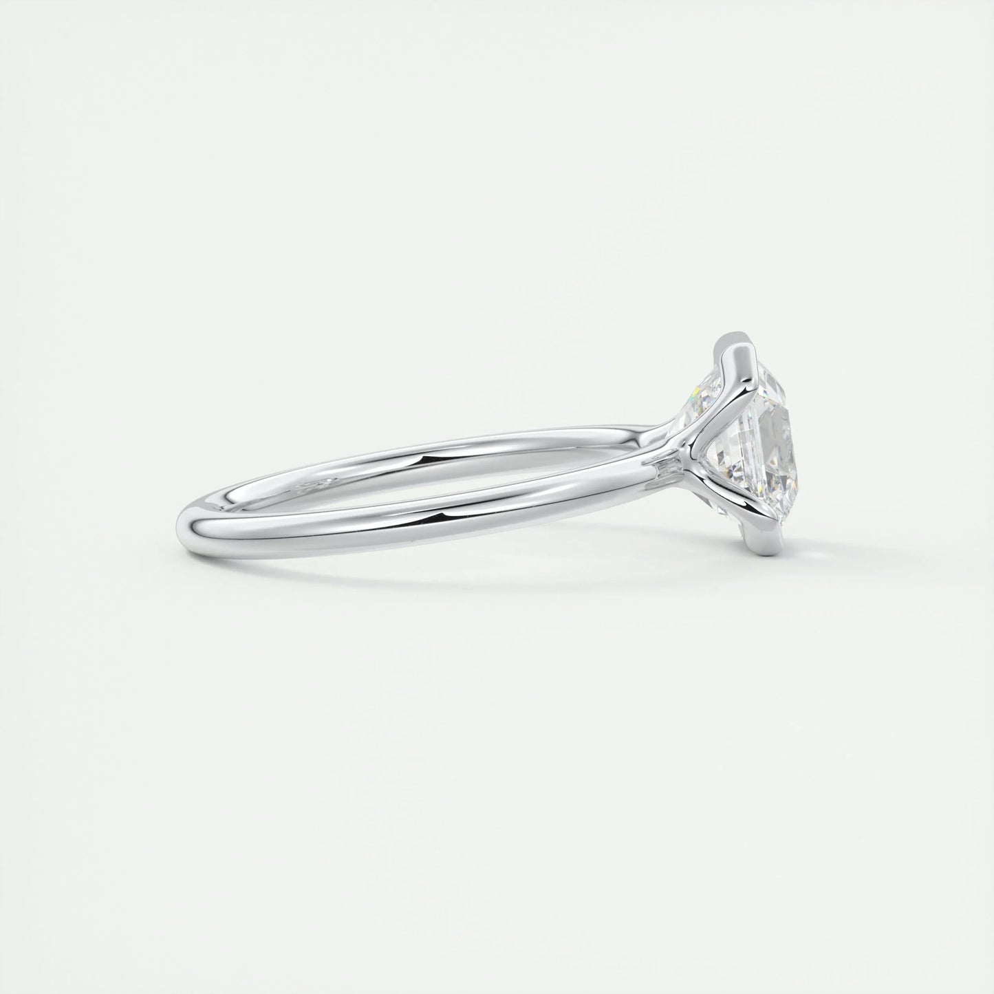 2.03 CT Asscher Half Bezel Solitaire Moissanite Engagement Ring
