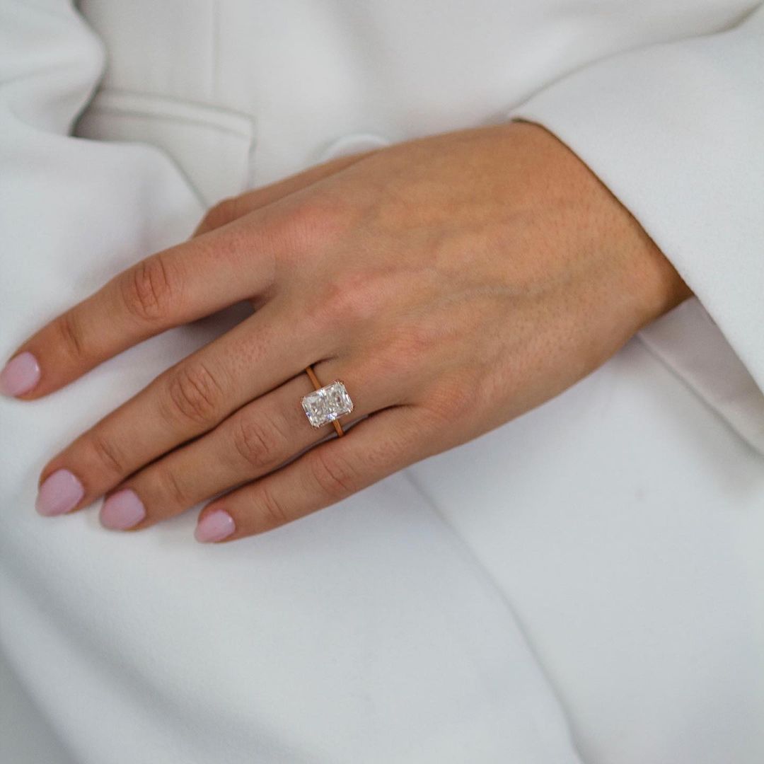 3.9 CT Radiant Hidden Halo Lab Grown Diamond Engagement Ring