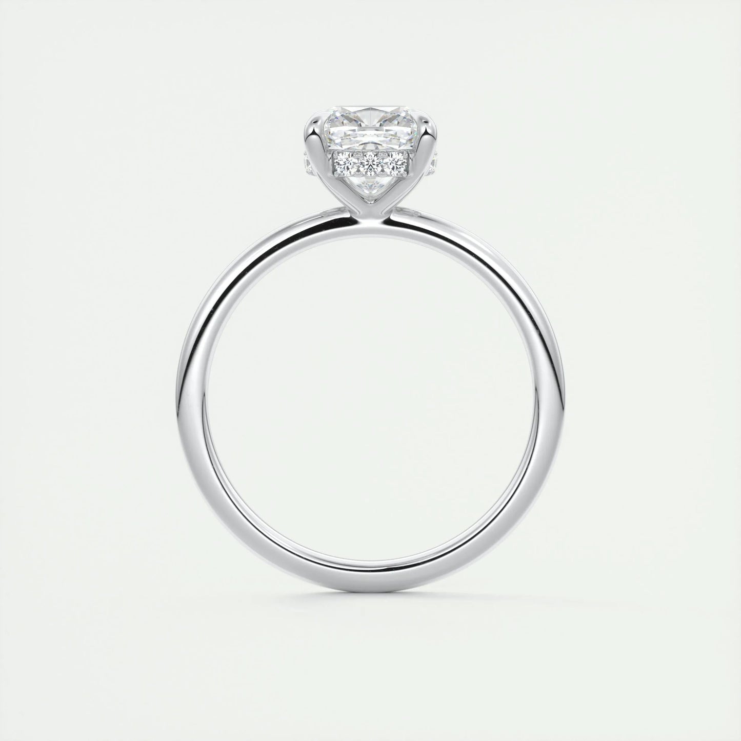2.15 CT Cushion Solitaire Hidden Halo Moissanite Engagement Ring