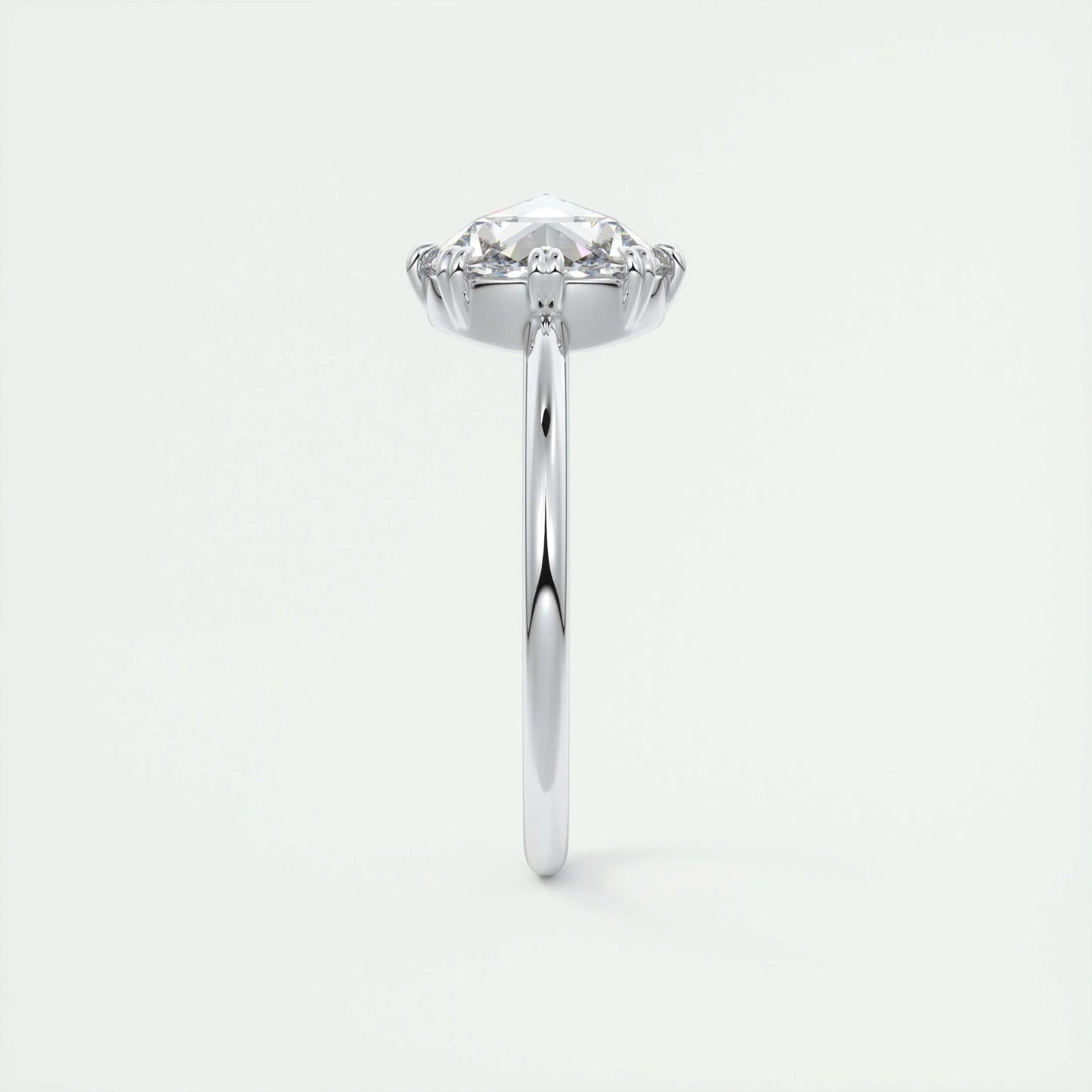 1.47 CT Round Rose Cut Solitaire Double Prong Moissanite Engagement Ring