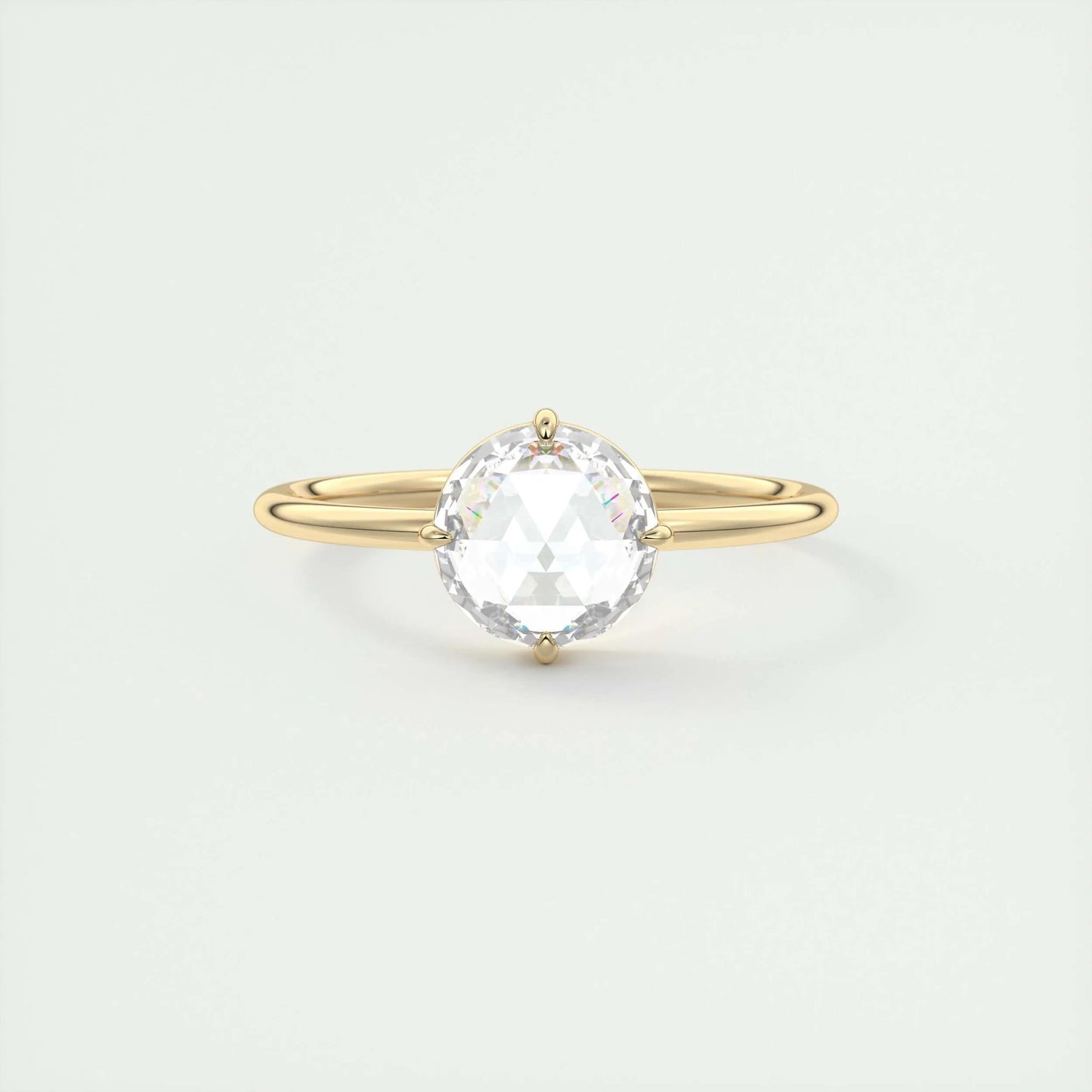 1.19 CT Round Rose Cut Solitaire Moissanite Engagement Ring