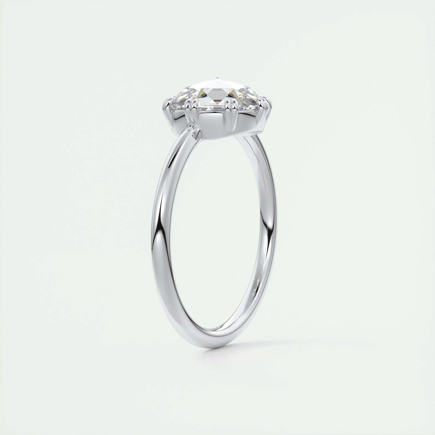 1.47 CT Round Rose Cut Solitaire Double Prong Moissanite Engagement Ring