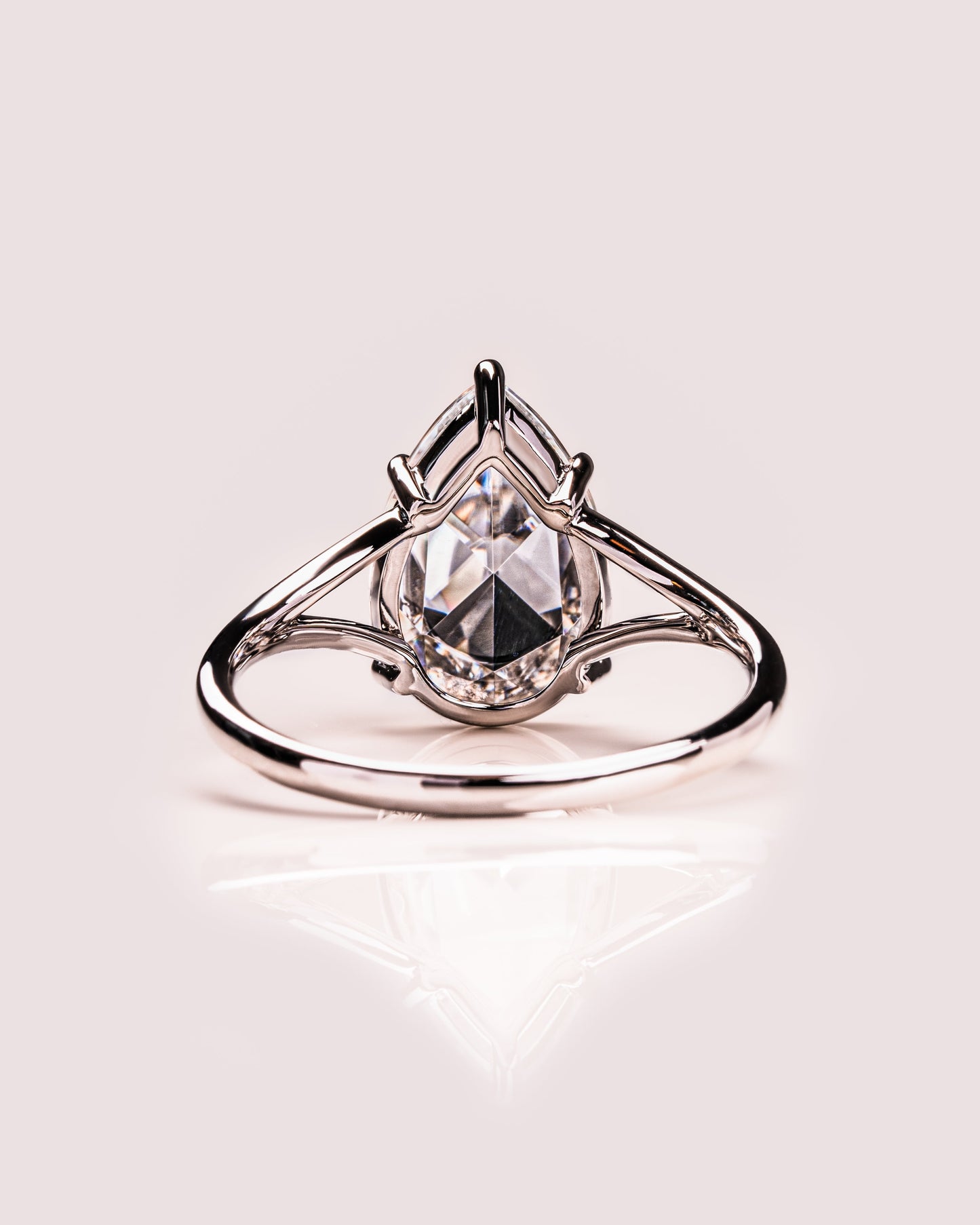 3.09 CT Pear Cut Moissanite Solitaire Engagement Ring With Split Shank Setting