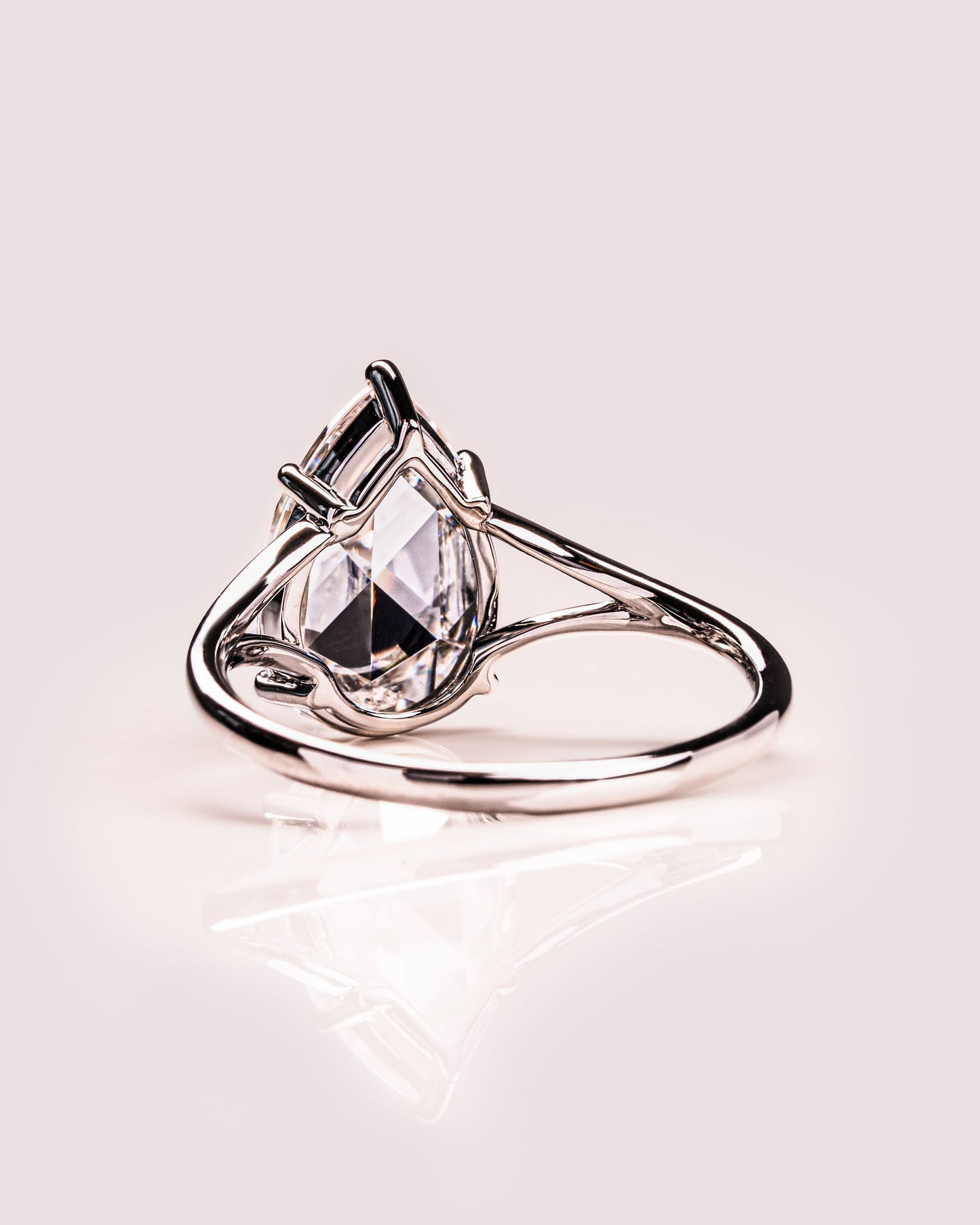 3.09 CT Pear Cut Moissanite Solitaire Engagement Ring With Split Shank Setting