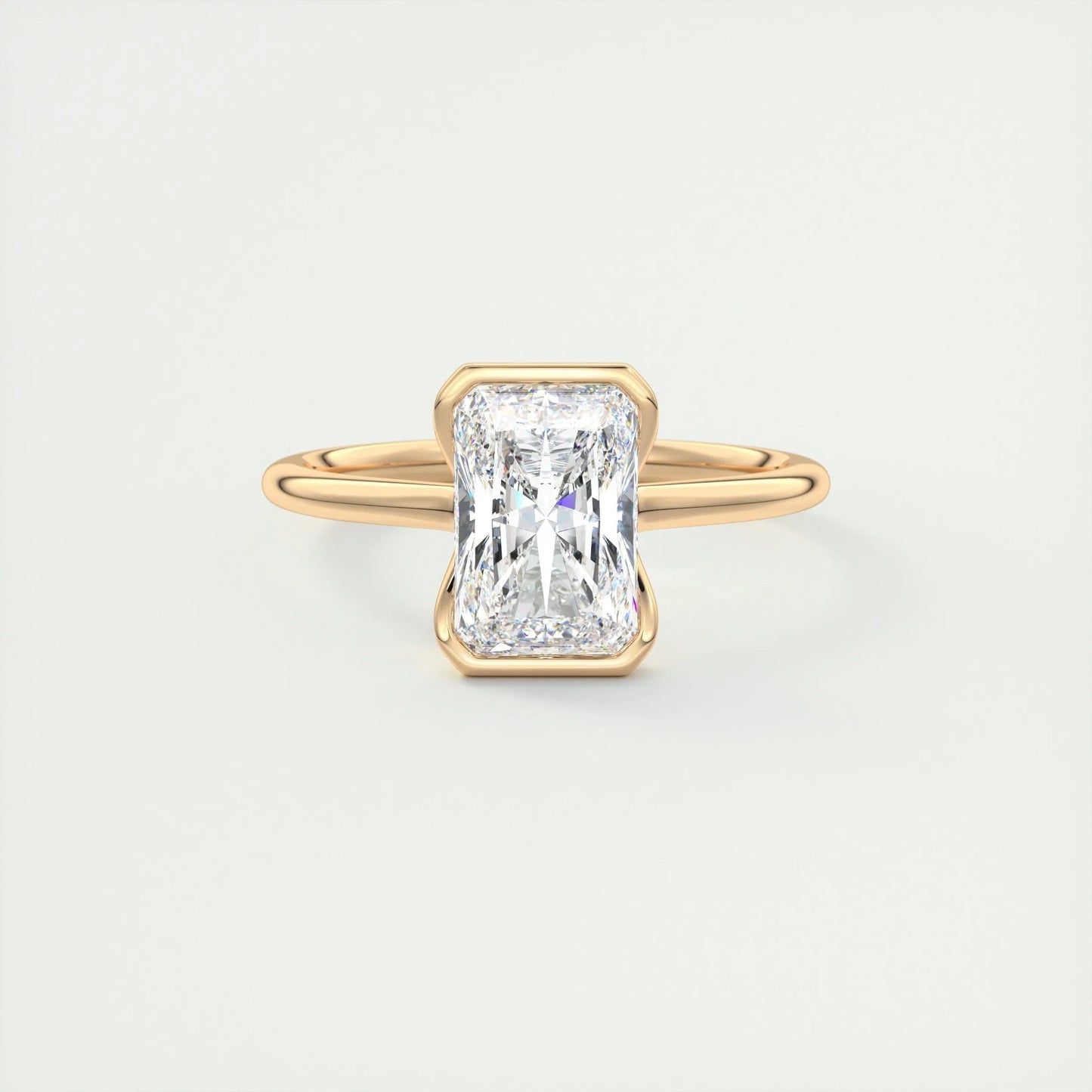 2.10 CT Radiant Solitaire Half Bezel Moissanite Engagement Ring