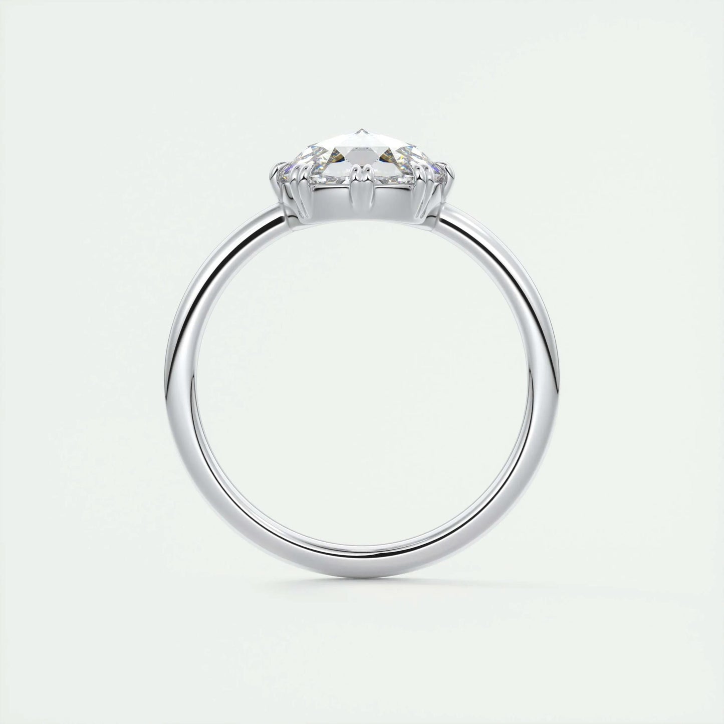 1.47 CT Round Rose Cut Solitaire Double Prong Moissanite Engagement Ring