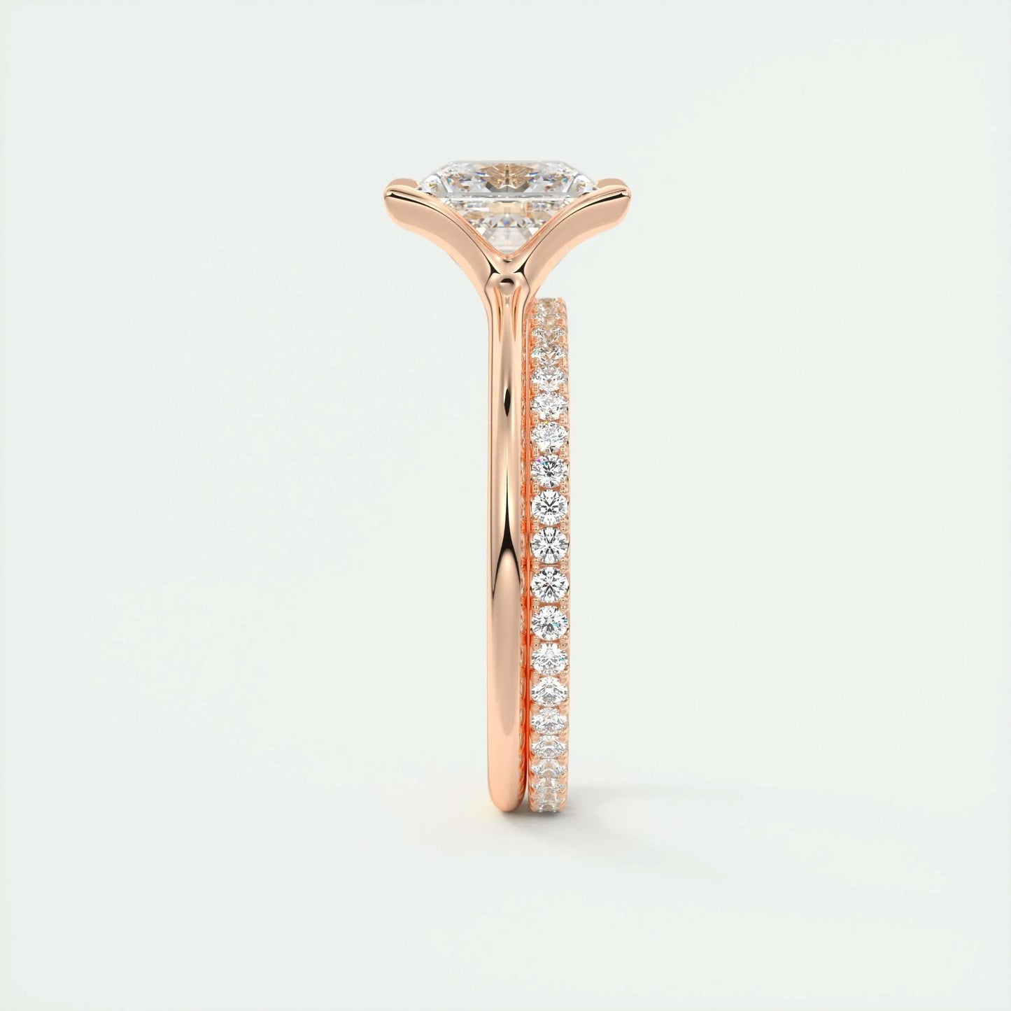 2.08 CT Princess Solitaire Half Bezel Moissanite Engagement Ring