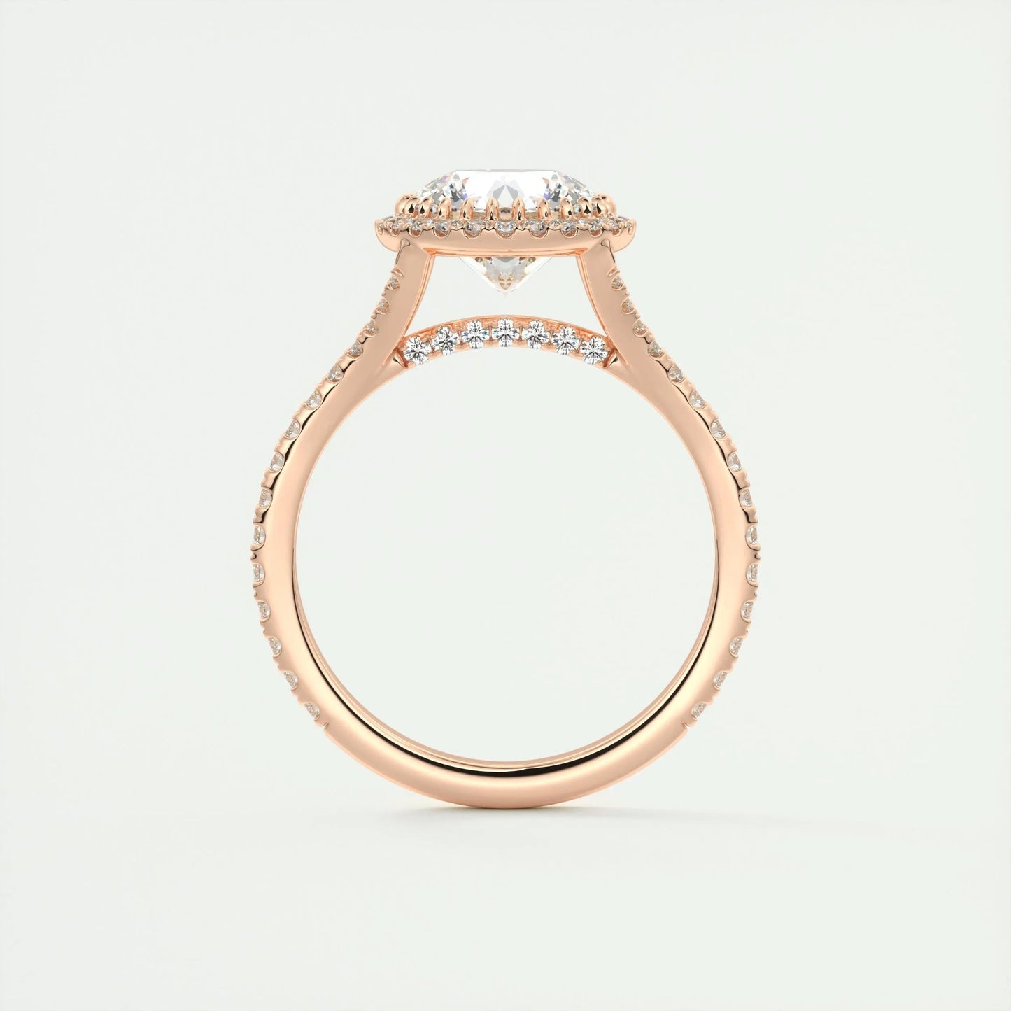 2.0 CT Round Halo Split Shank Moissanite Engagement Ring