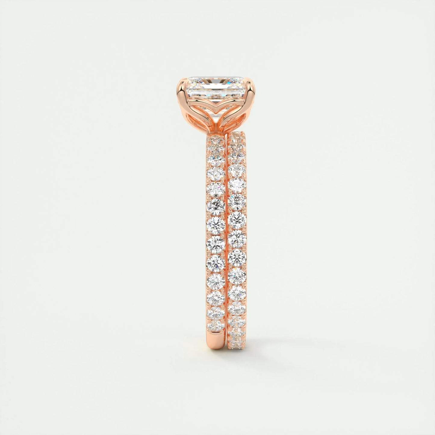 2.03 CT Asscher Cut Solitaire Pave Moissanite Engagement Ring