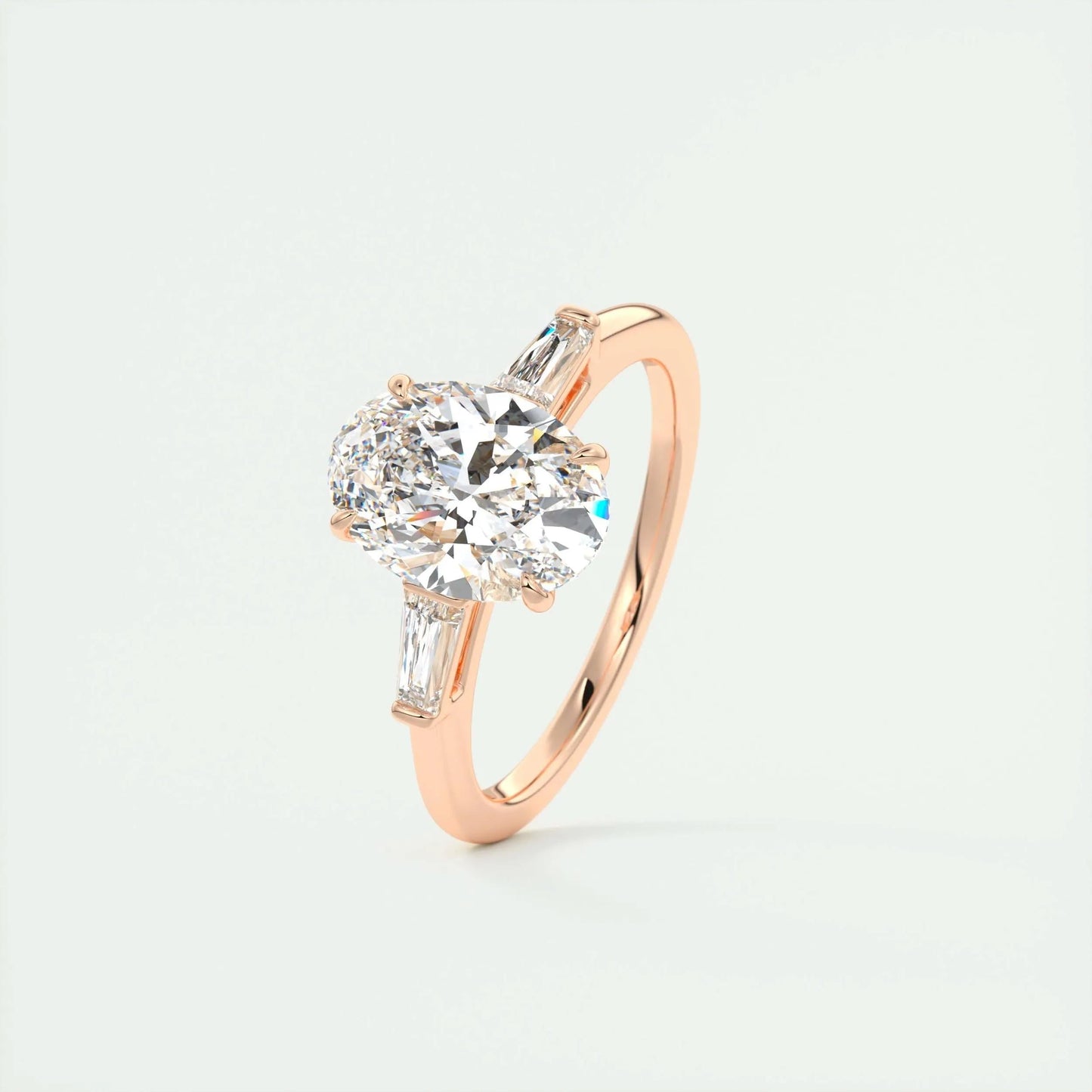 1.91 CT Oval Cut Three Stone Moissanite Engagement Ring
