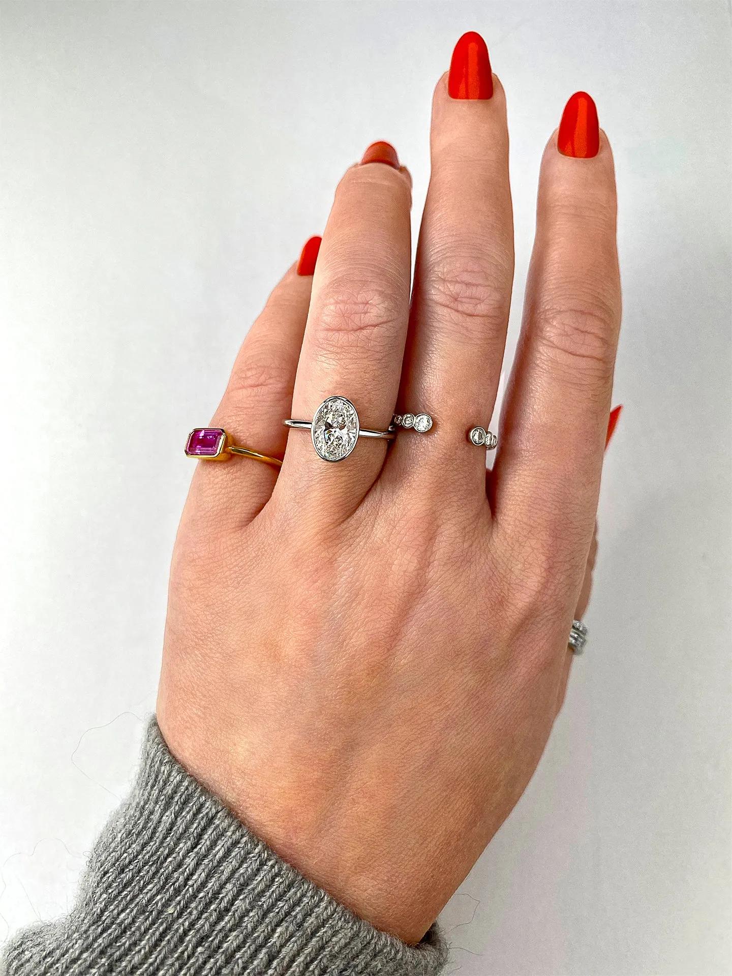 1.91 CT Oval Solitaire Bezel Moissanite Engagement Ring