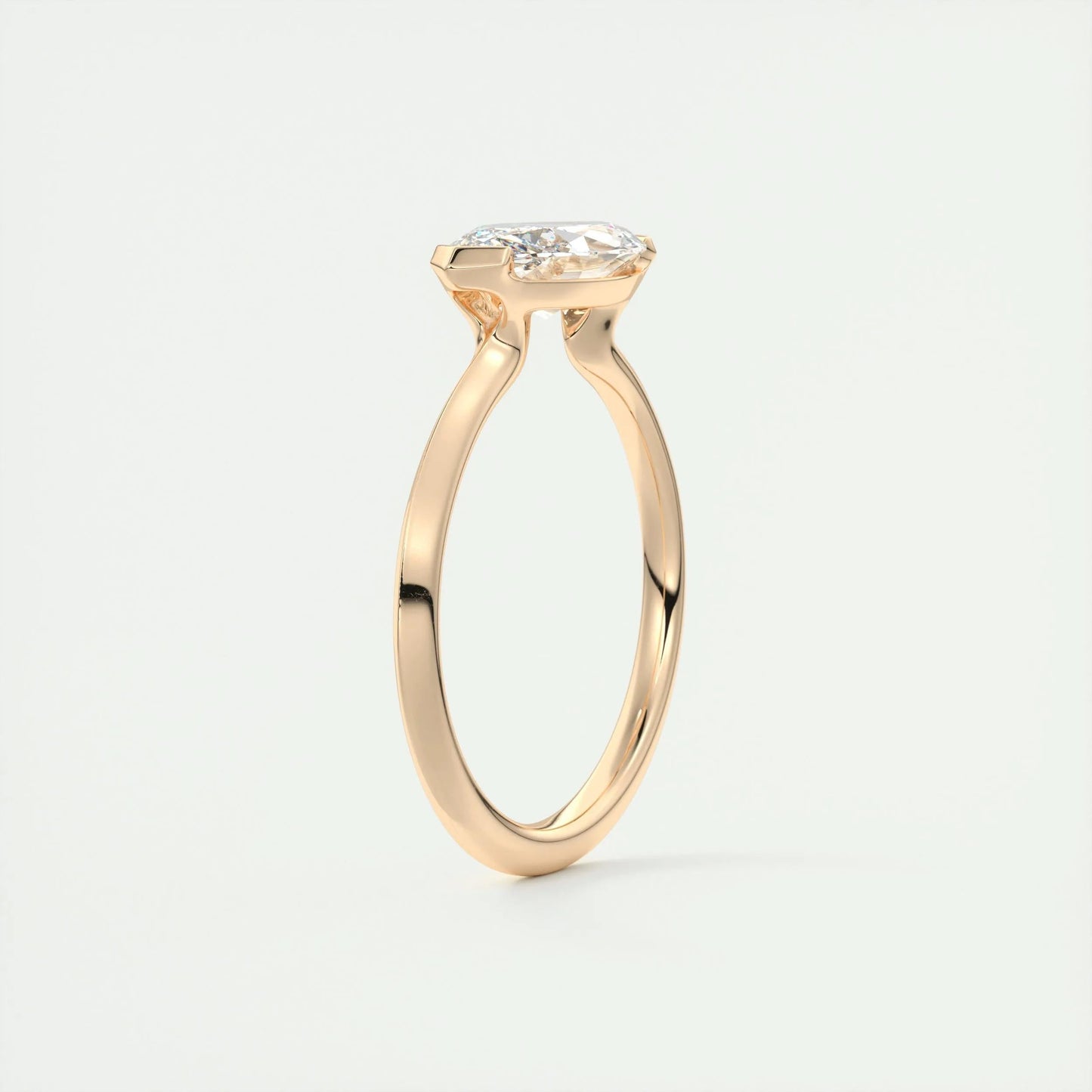 1.98 CT Marquise Half Bezel Solitaire Moissanite Engagement Ring