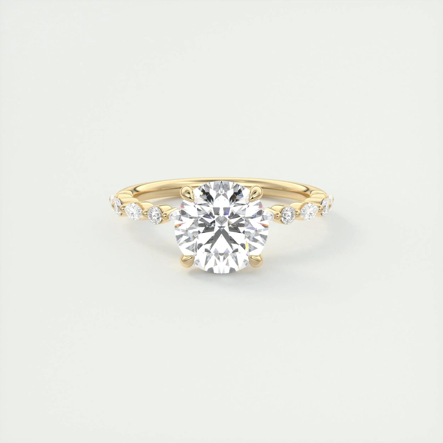 2.0 CT Round Solitaire Pave Moissanite Engagement Ring