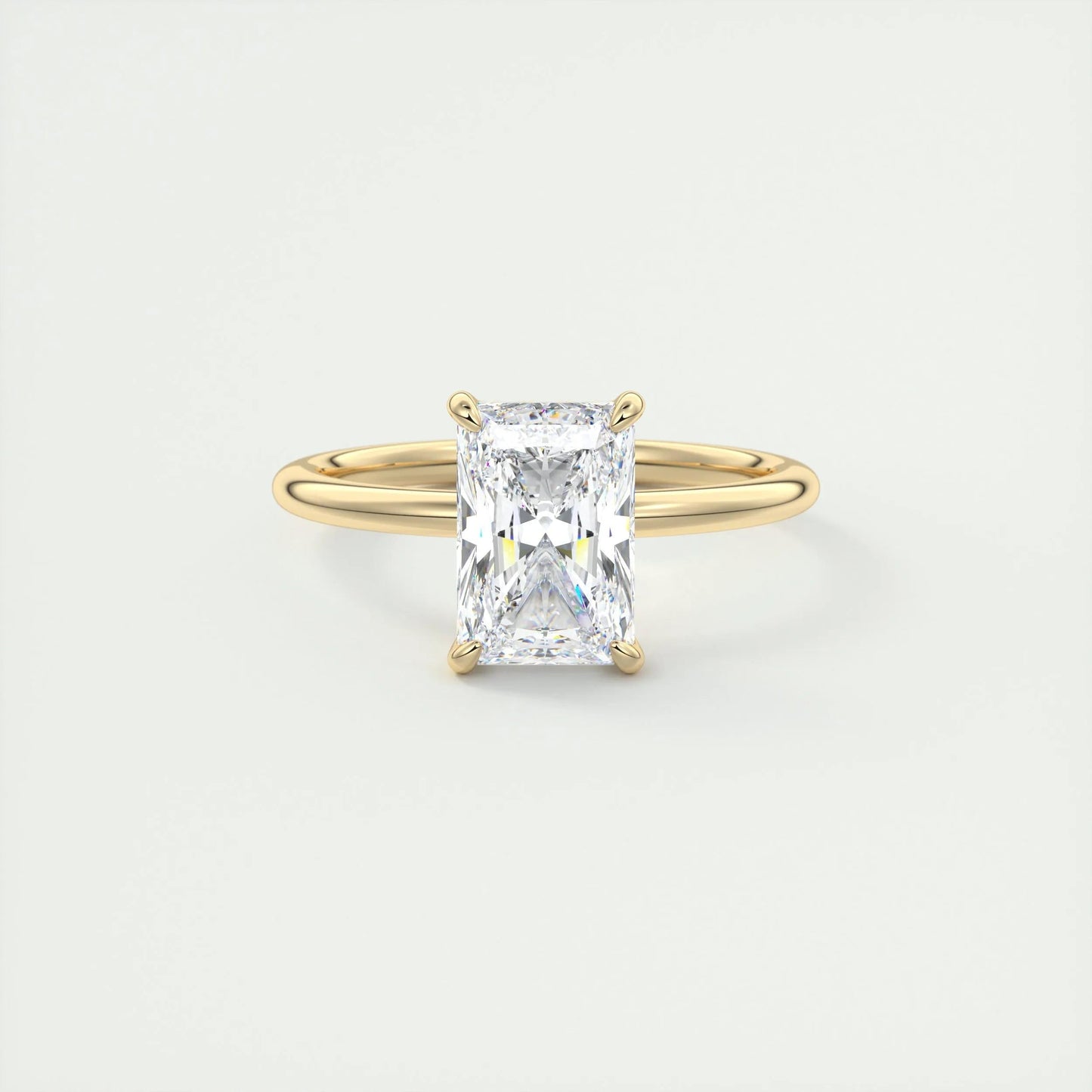 2.10 CT Radiant Solitaire Hidden Halo Moissanite Engagement Ring