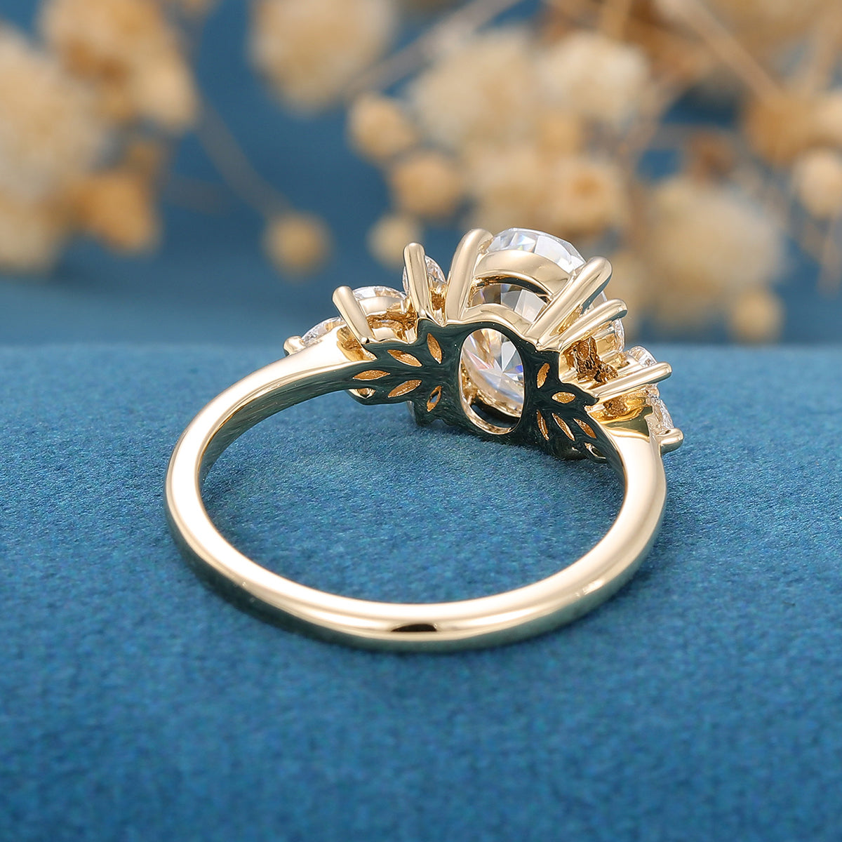 1.33 CT Oval Cluster Lab Grown Diamond Engagement Ring
