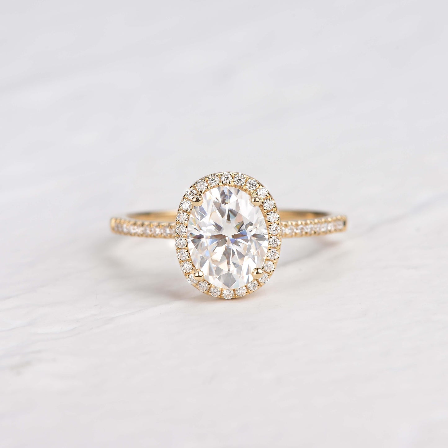 1.91 CT Oval Cut Halo Pave Moissanite Engagement Ring