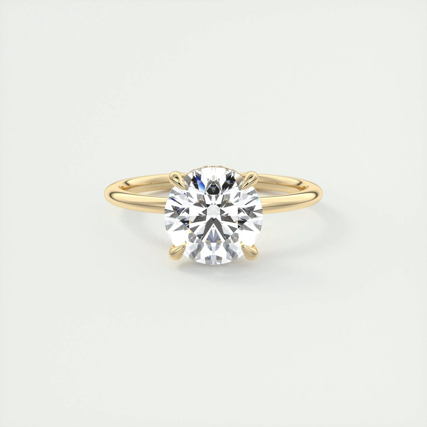 2.0 CT Round Solitaire Hidden Halo Moissanite Engagement Ring