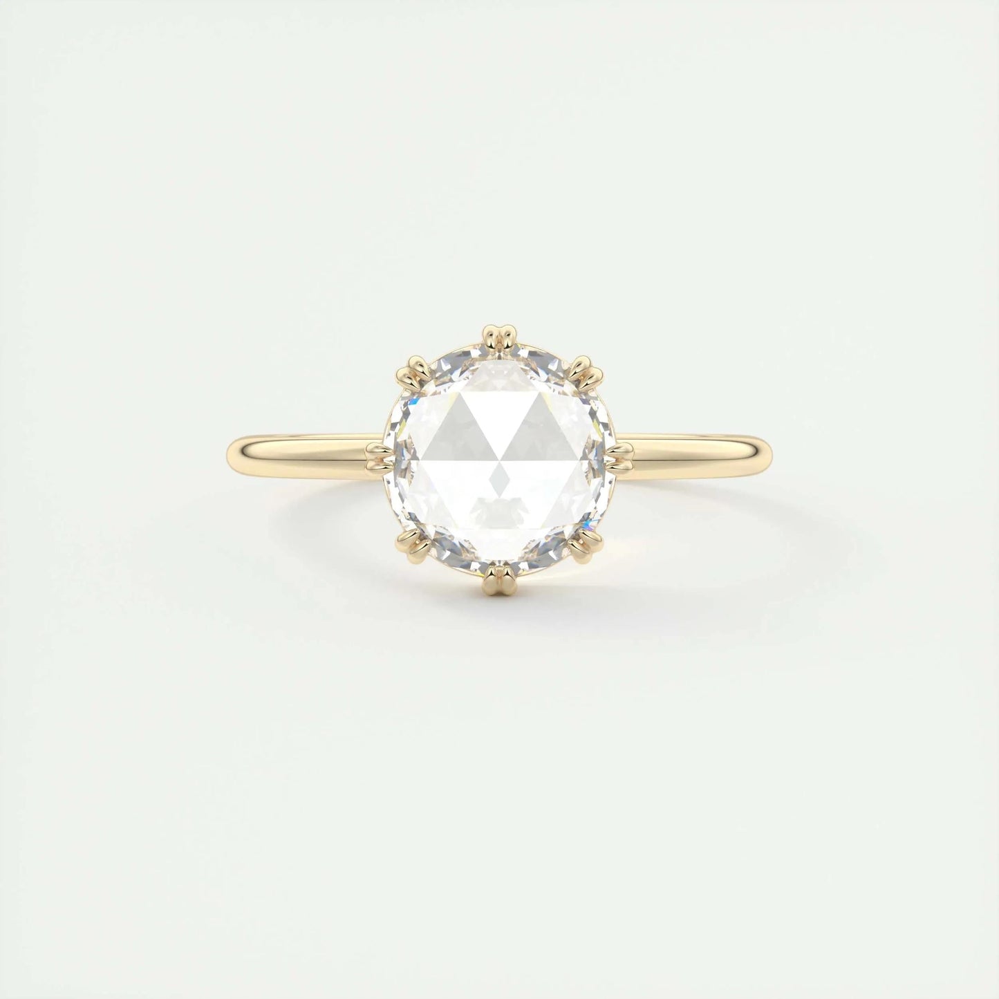 1.47 CT Round Rose Cut Solitaire Double Prong Moissanite Engagement Ring