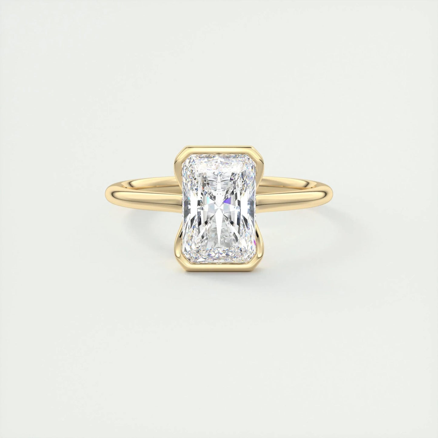 2.10 CT Radiant Solitaire Half Bezel Moissanite Engagement Ring