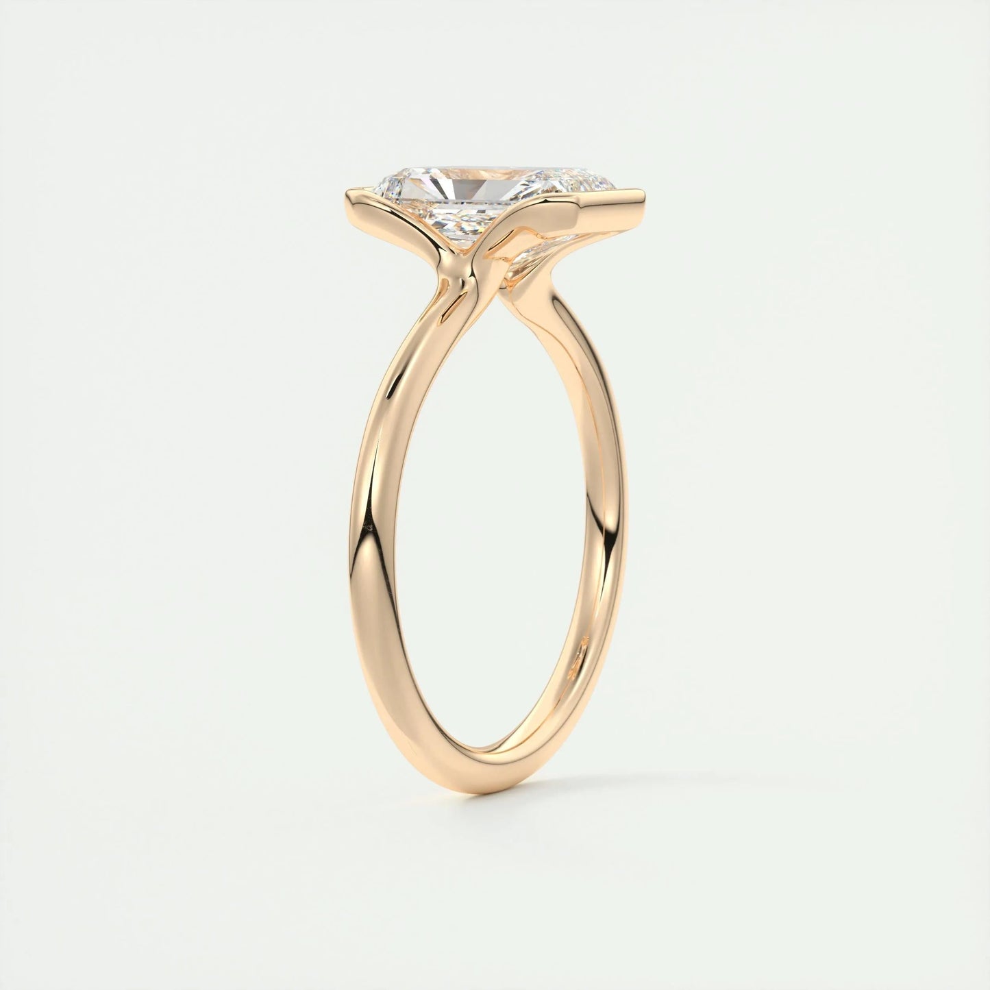 2.10 CT Radiant Solitaire Half Bezel Moissanite Engagement Ring