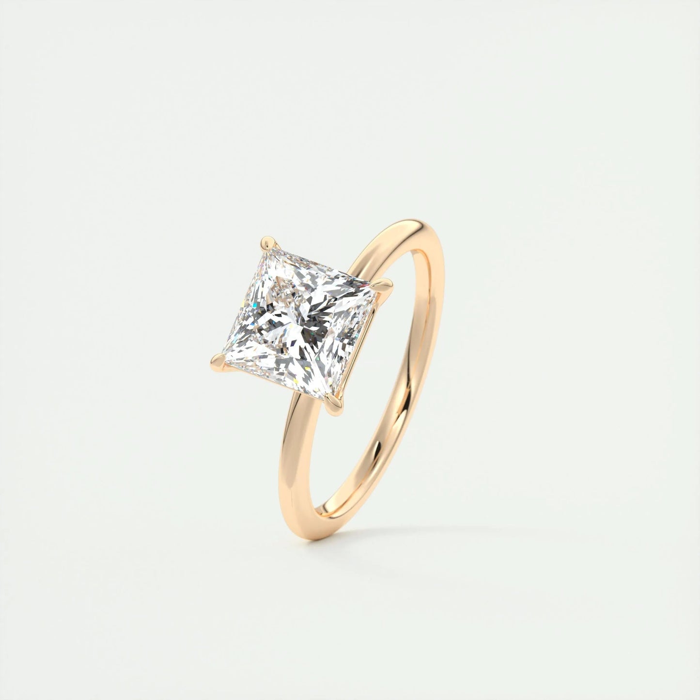2.08 CT Princess Cut Solitaire Moissanite Engagement Ring