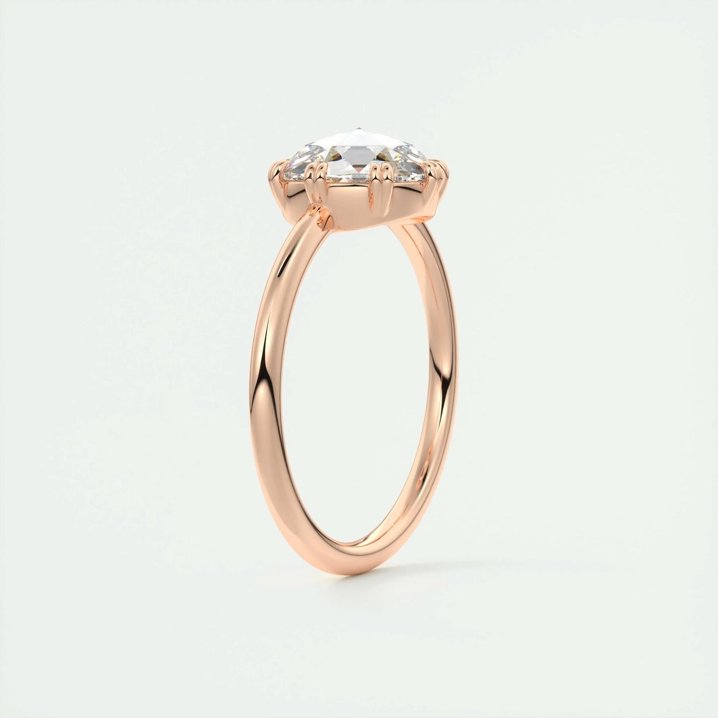 1.47 CT Round Rose Cut Solitaire Double Prong Moissanite Engagement Ring