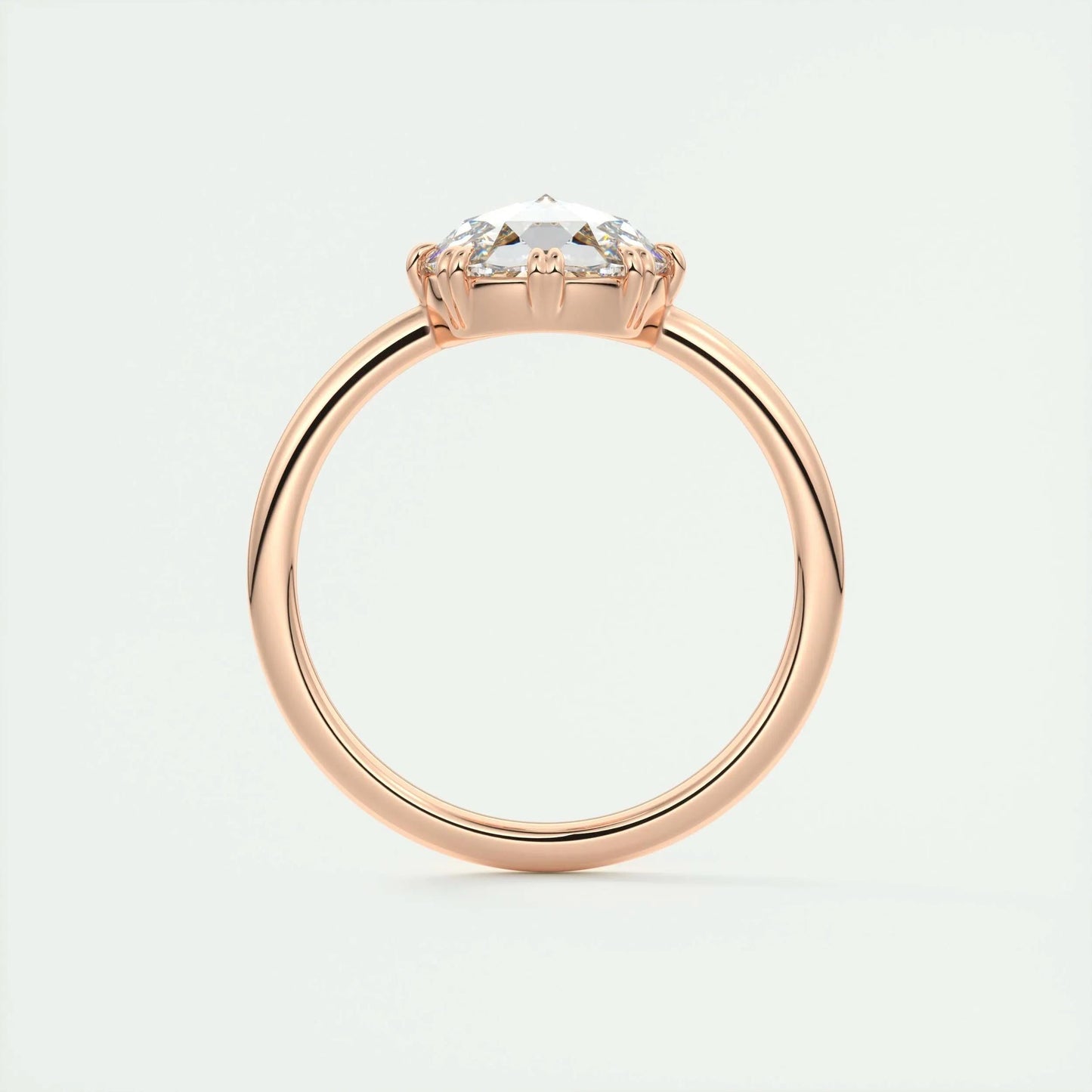 1.47 CT Round Rose Cut Solitaire Double Prong Moissanite Engagement Ring