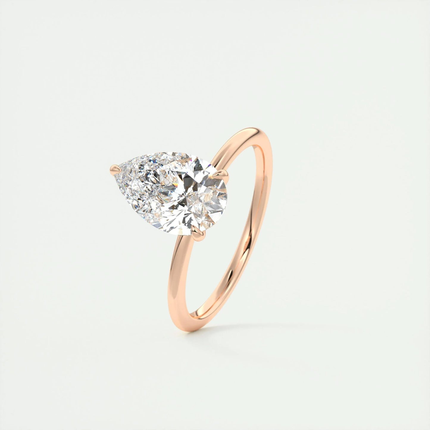 1.93 CT Pear Cut Solitaire Moissanite Engagement Ring