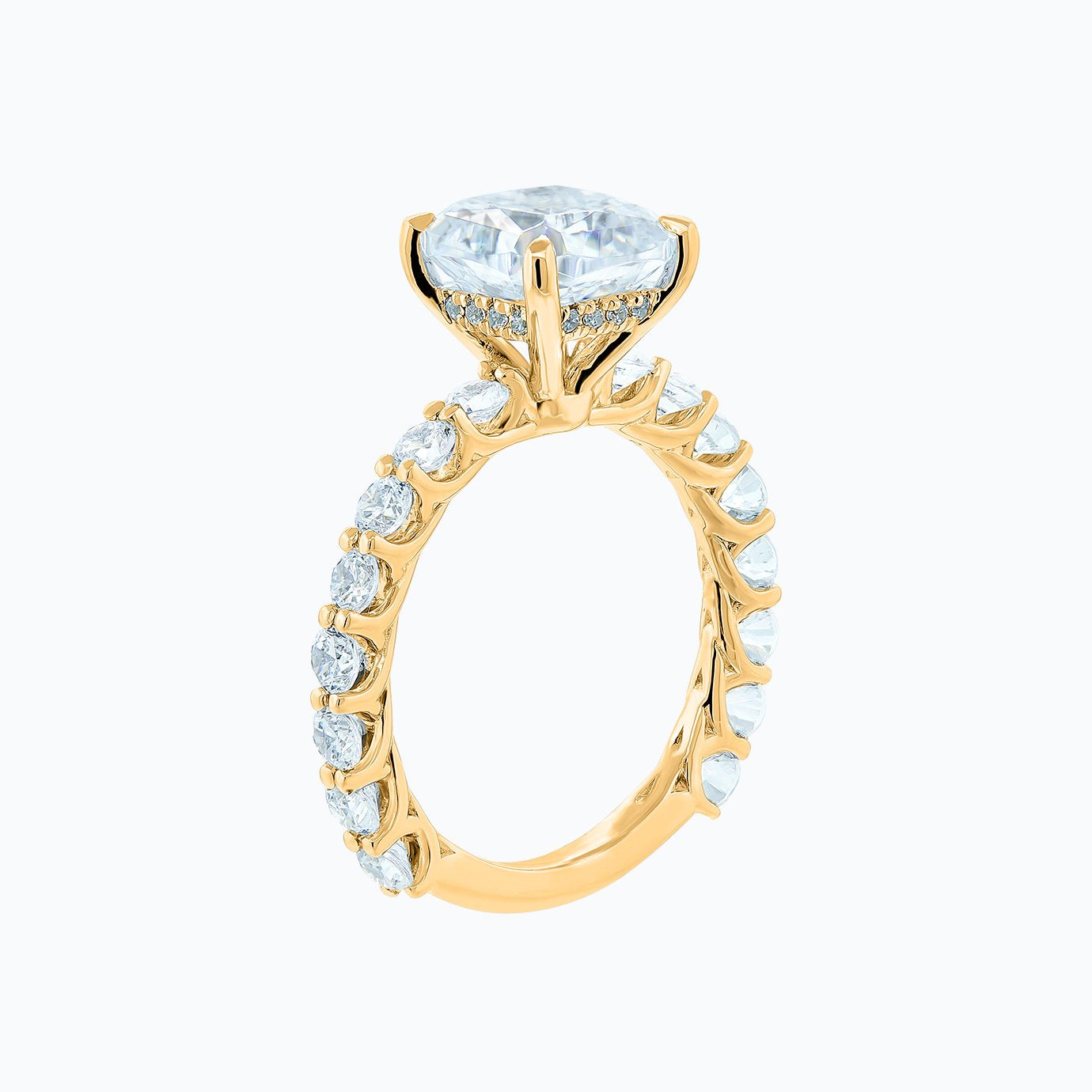 3.0 CT Cushion Hidden Halo & Pave Lab Grown Diamond Engagement Ring
